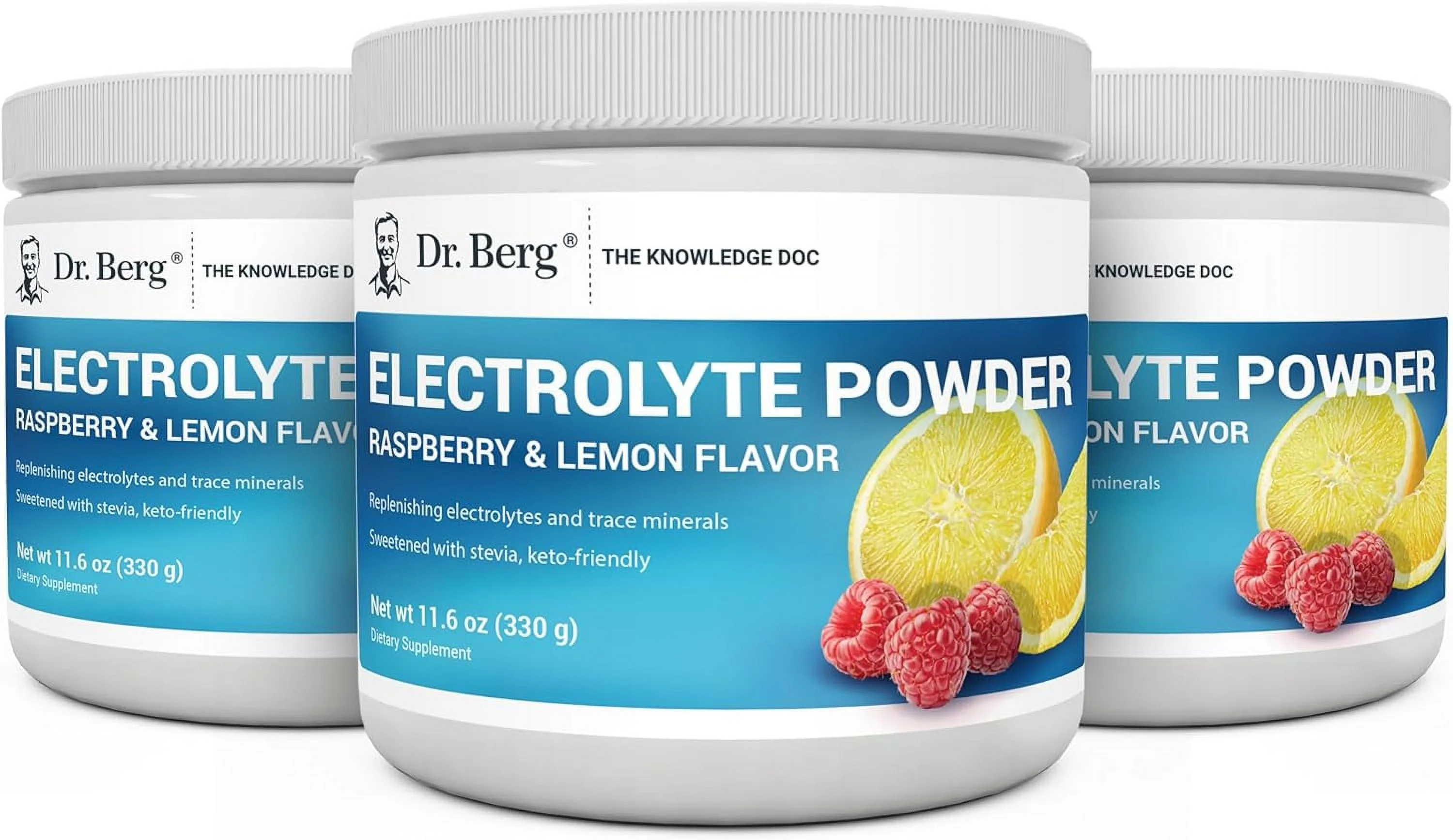 Zero Sugar Hydration Keto Electrolyte Powder - Enhanced w/ 1,000mg of Potassium & Real Pink Himalayan Salt (NOT Table Salt) - Raspberry & Lemon Hydration Drink Supplement - 50 Servings 3 Pack