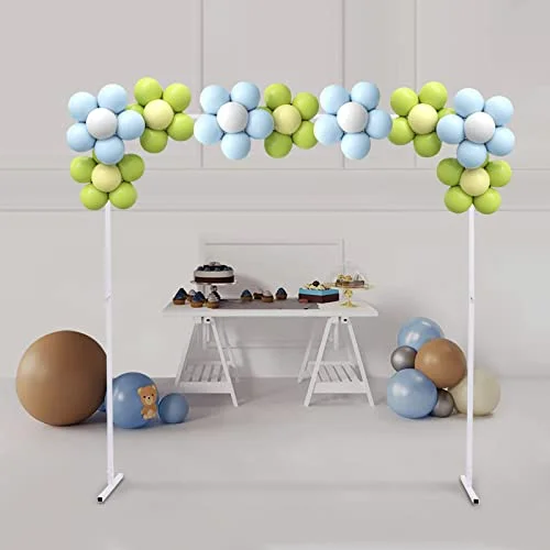 6.6 Ft (2M) Metal Wedding Arch Stand with Bases, Balloon Square Arch Backdrop Stand Floral Frame Kit for Wedding Ceremony Birthday Decoration(WHITE)