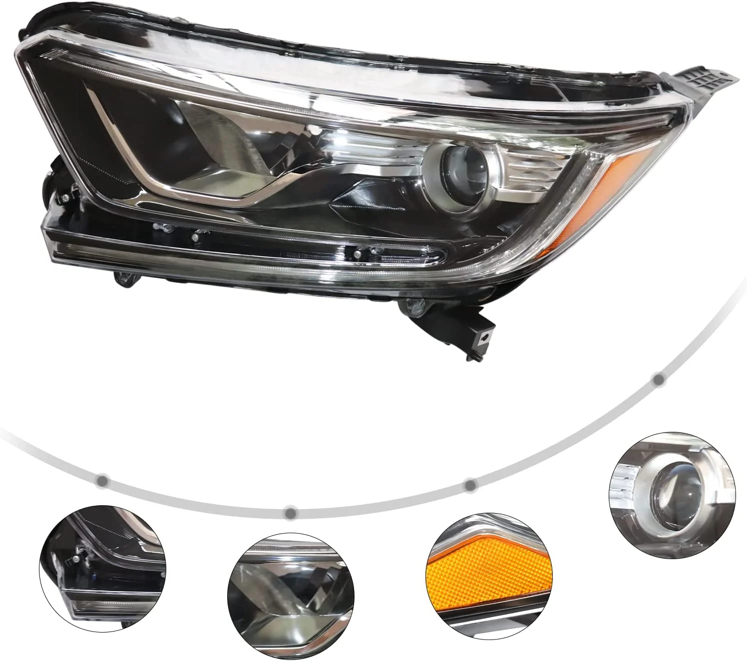 For 2017 2018 2019 2020 2021Honda CRV Headlights Assembly Halogen with LED DRL Headlamp Left Driver Headlight Black Housing Clear Lens Head light - Driver Side Headlight Only