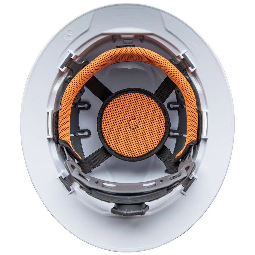 Klein Tools 60407RL Vented Full Brim Hard Hat with Rechargeable Headlamp - White