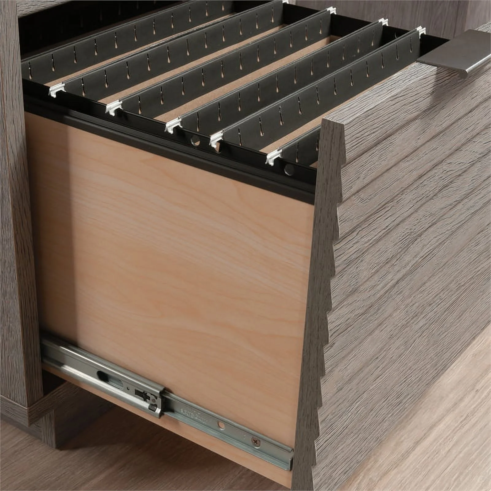 UrbanPro Modern Engineered Wood L-Shaped Desk in Ashen Oak Finish