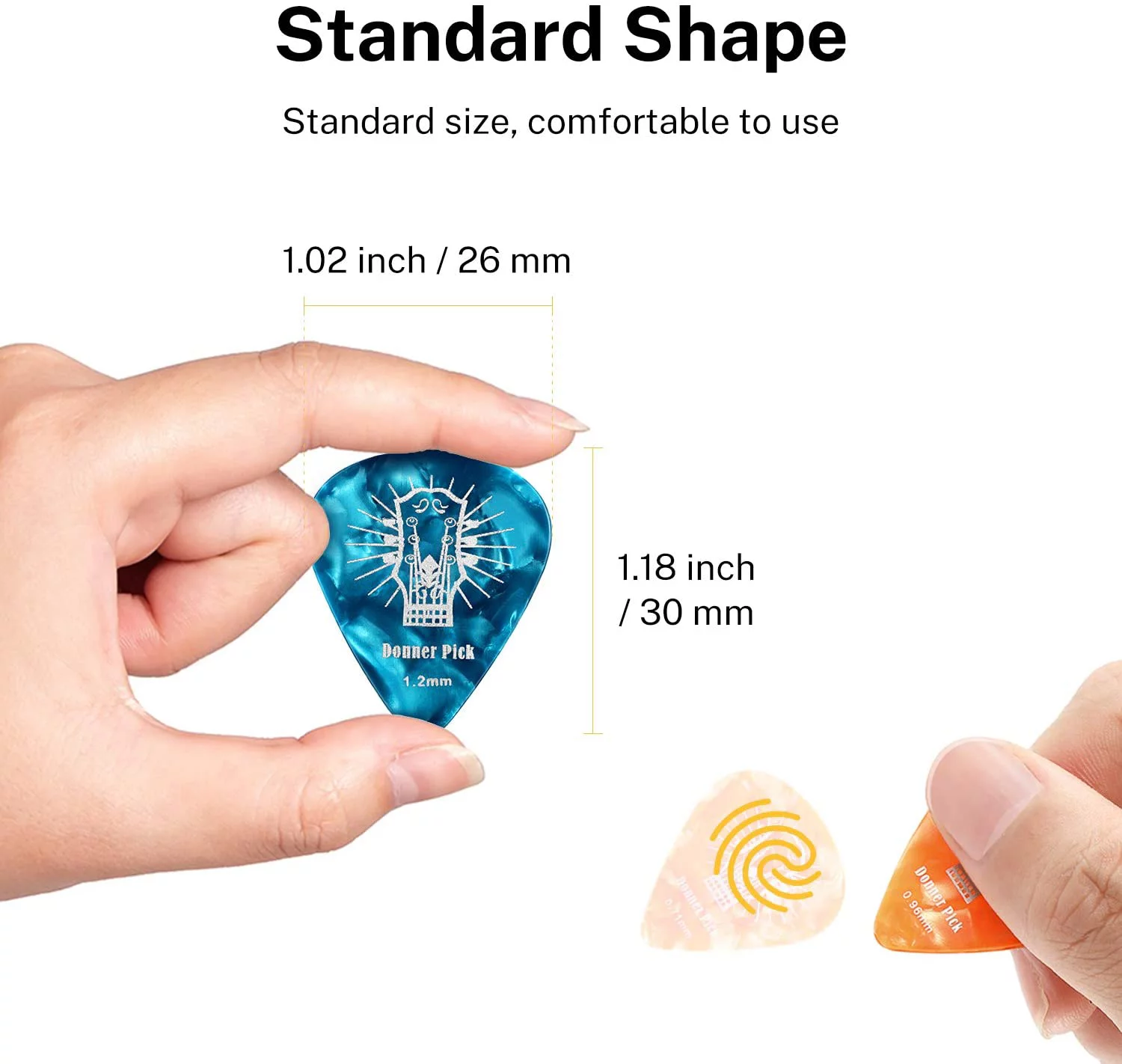 Donner Celluloid Guitar Picks 16 Pack with Case Includes Thin, Medium, Heavy & Extra Heavy Gauges