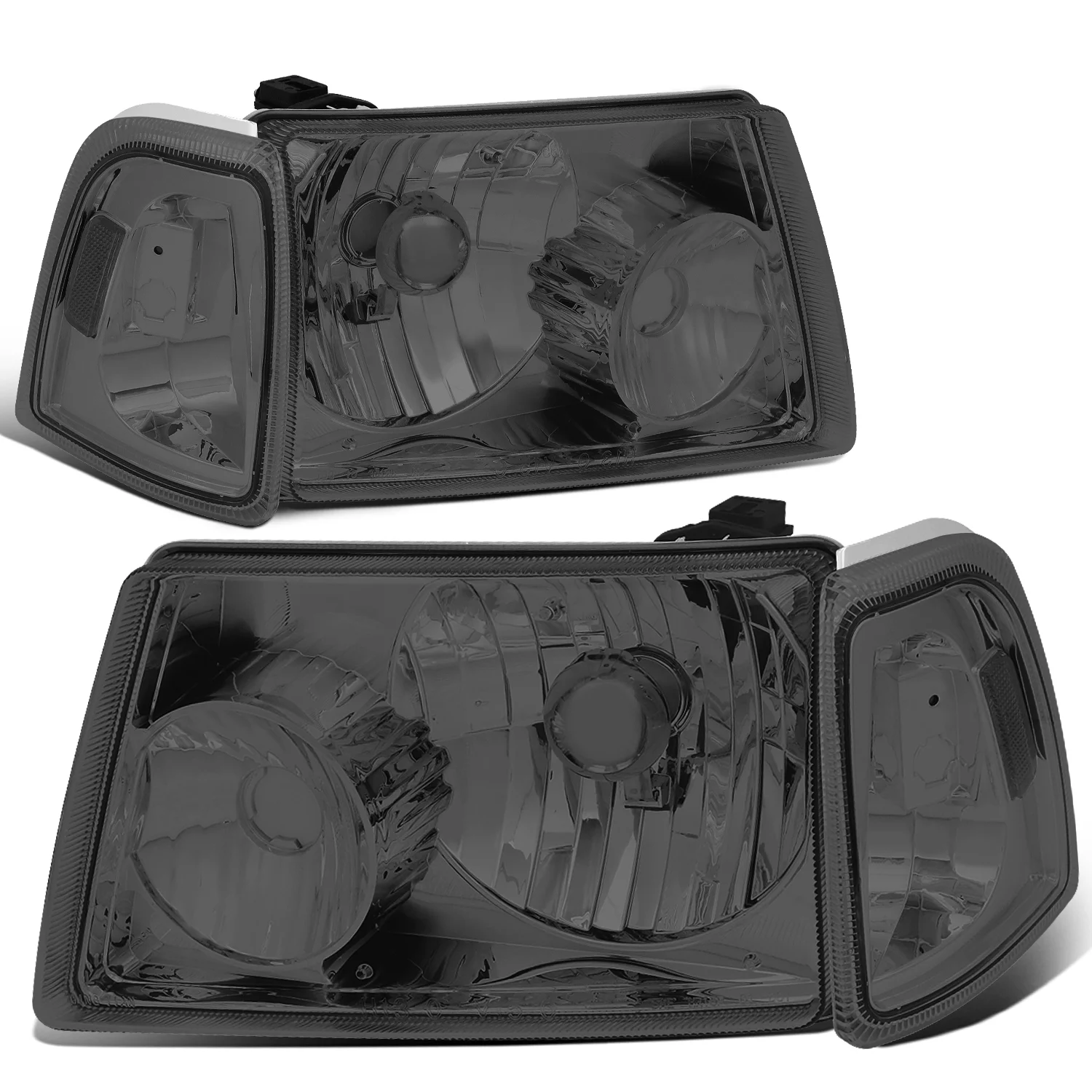DNA Motoring HL-OH-FRAN01-SM-CL1 For 2001 to 2011 Ford Ranger 4pcs Headlight+Corner Lamp Smoked Housing Clear Side 02 03 04 05 06 07 08 09 10 Left + Right