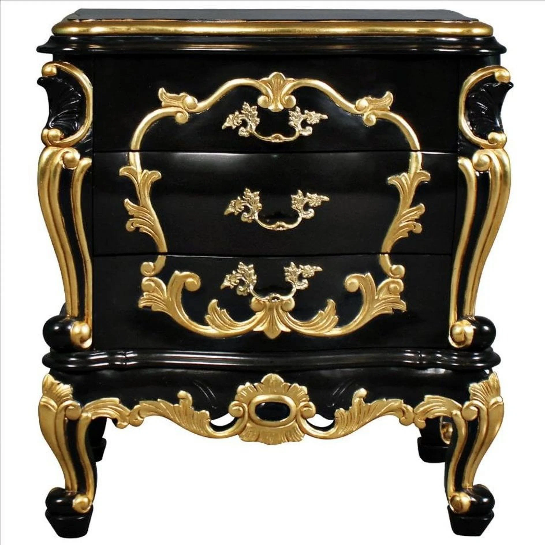 Design Toscano Viennese Rococo Mahogany Nightstand Side Table