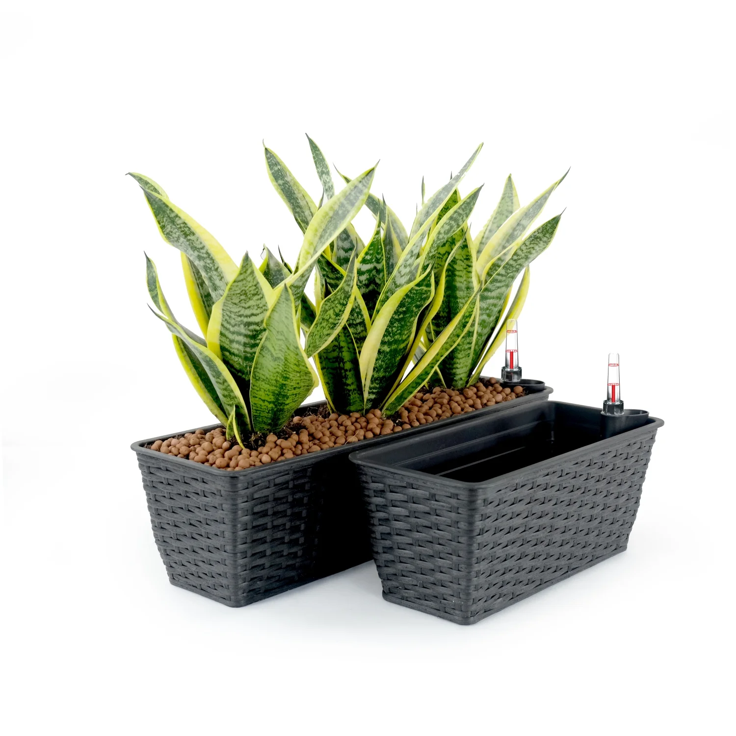 YLtoohoom 2-Pack Smart Self-watering Rectangle Planter for Indoor and Outdoor -  Woven Wicker - Espresso