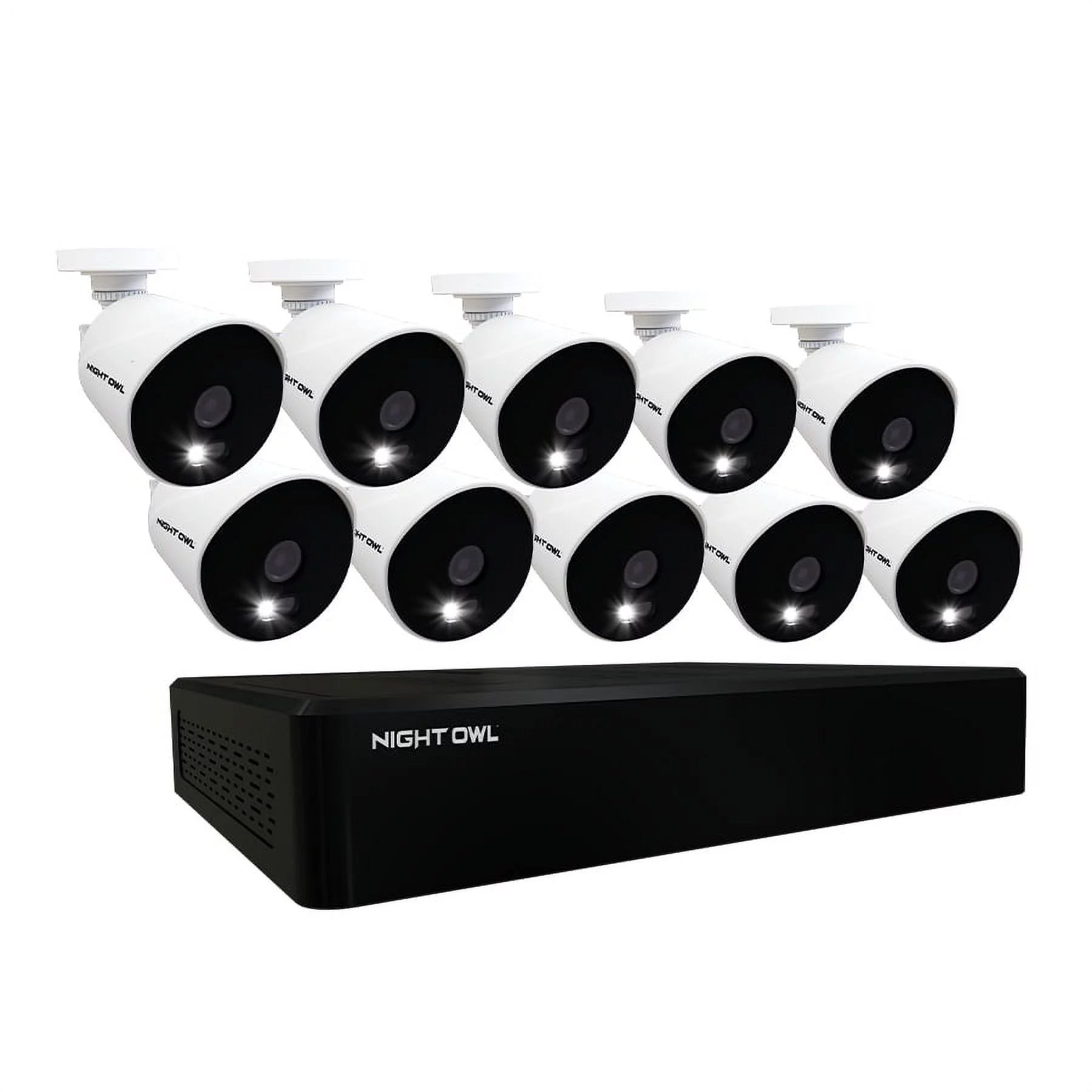 Night Owl Security Camera System CCTV, 16 Channel DVR with 1TB Hard Drive, 10 Wired 1080p HD Spotlight Surveillance Bullet Cameras, Indoor Outdoor Cameras with Night Vision