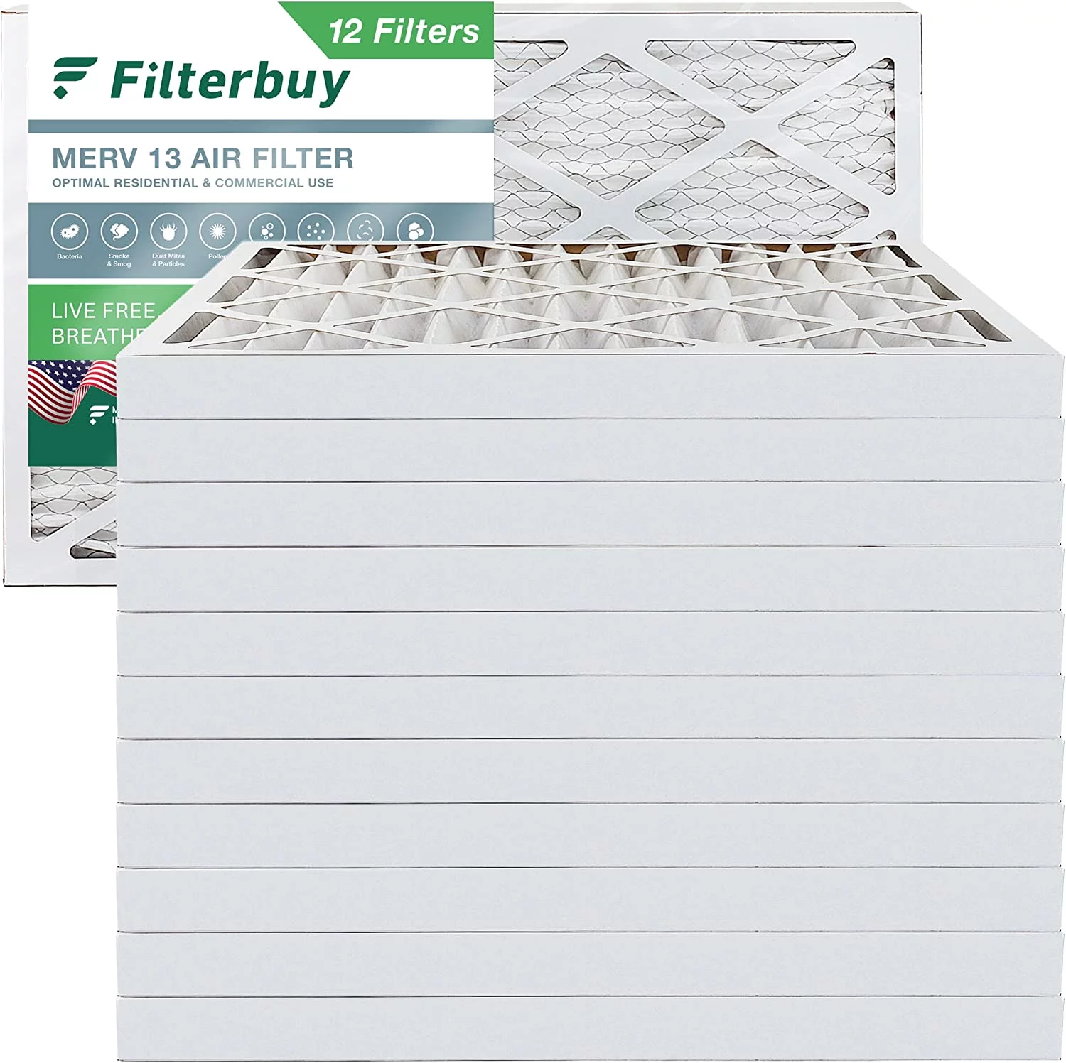 Filterbuy 16x36x2 MERV 13 Pleated HVAC AC Furnace Air Filters (12-Pack)