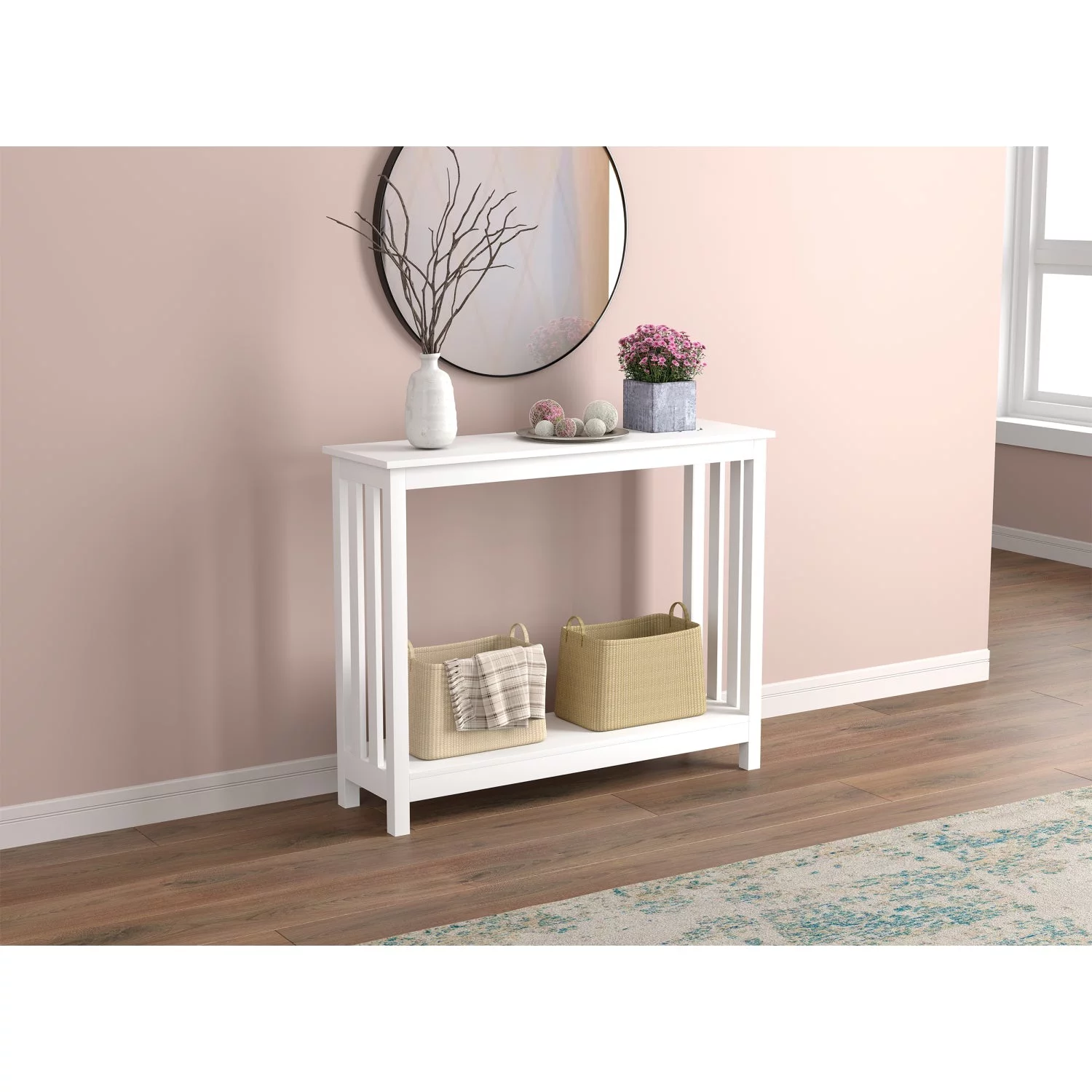 Console Sofa Table White 1 Shelf