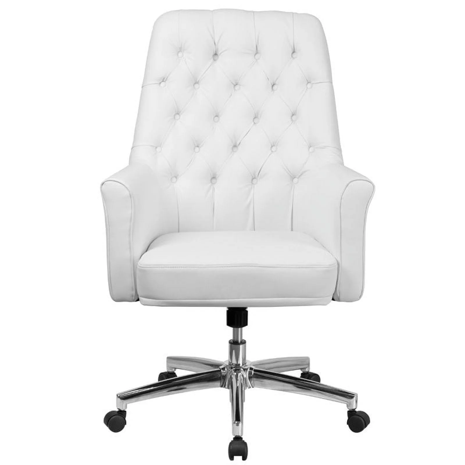 Scranton & Co Traditional Faux Leather Mid Back Swivel Office Chair in White