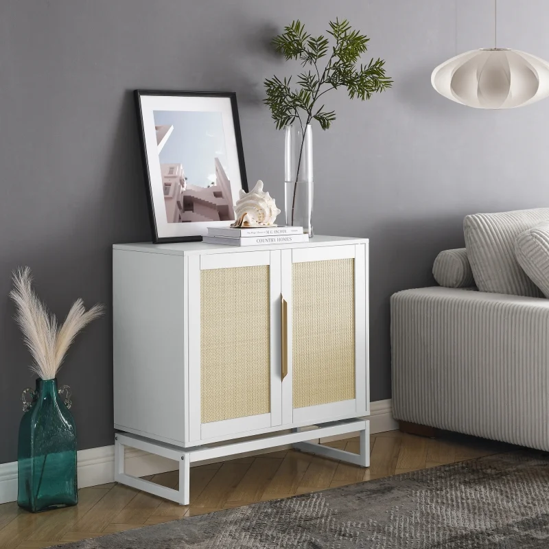 Cabinet,Sideboard,Natural rattan 2 door cabinet,with 1 Adjustable Inner Shelves,rattan