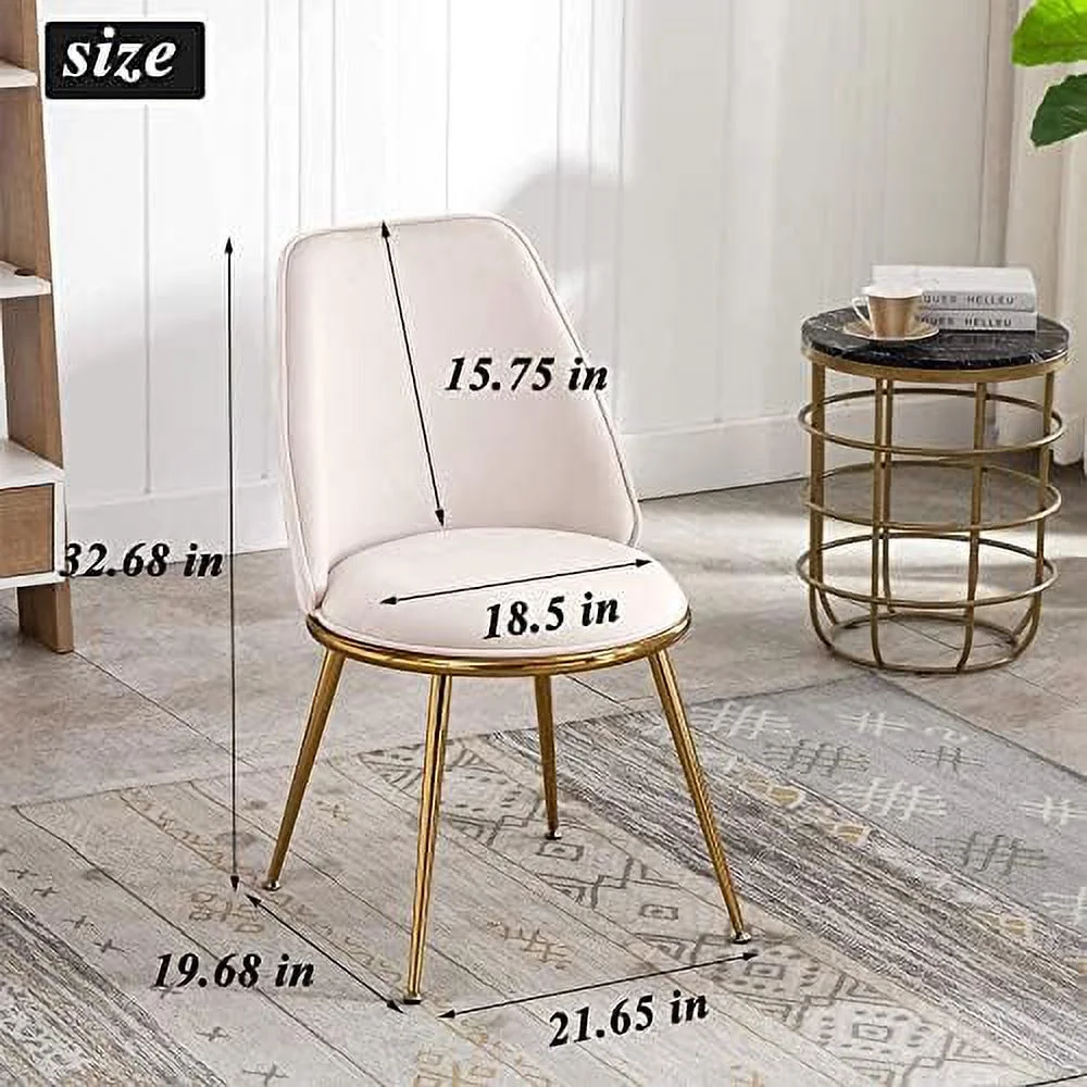 xrboomlife Velvet Modern Upholstered Dinning Chair with Golden Metal Base Legs Accent Leisure Lounge Mid-Century Chair for Living Dining Room Bedroom  Grey