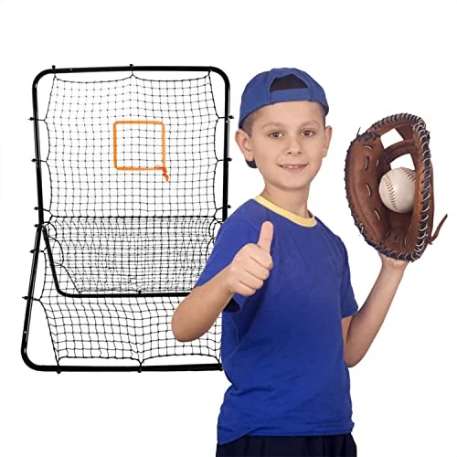 Crown Sporting Goods Multi-Sport Rebounder Pitch Back Screen with Adjustable Target, Black , 65 x 49-Inch