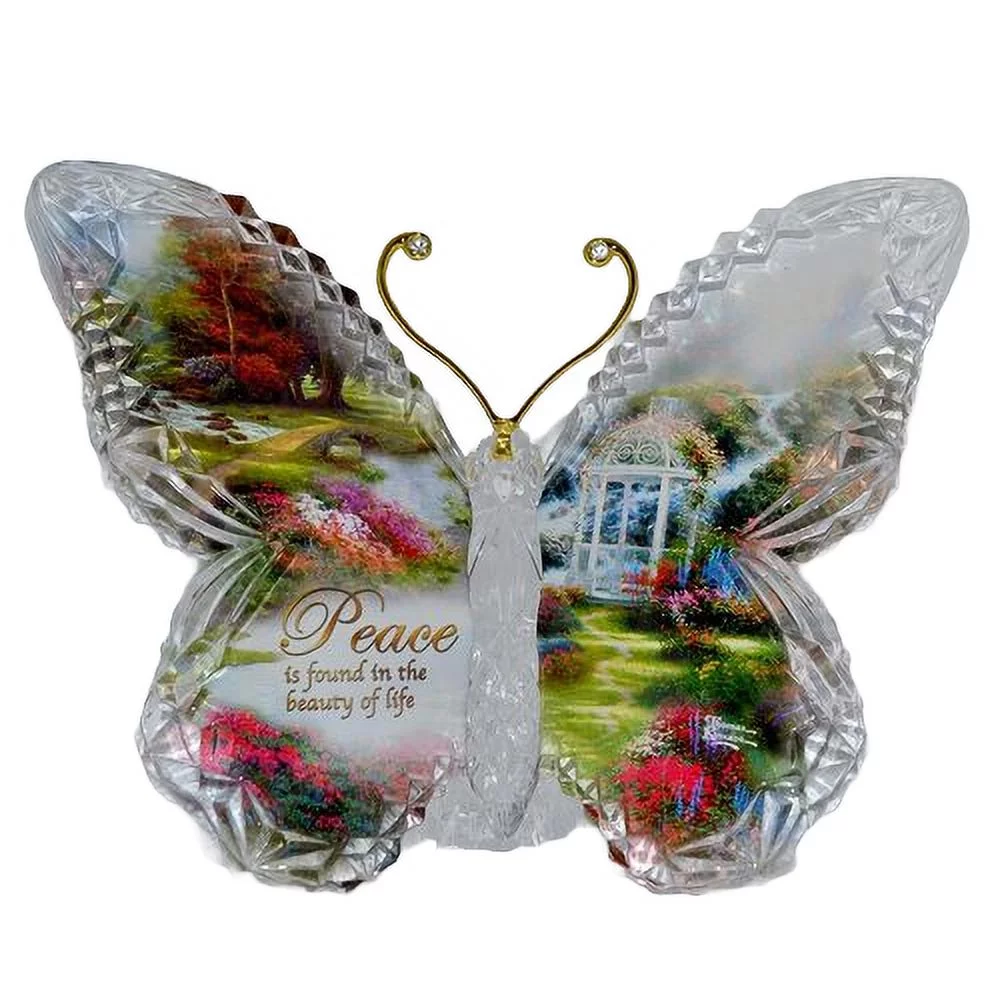 The Bradford Exchange Garden of Paradise Crystalline Butterfly Sculpture Collection PEACE by Thomas Kinkade 4.5-inches