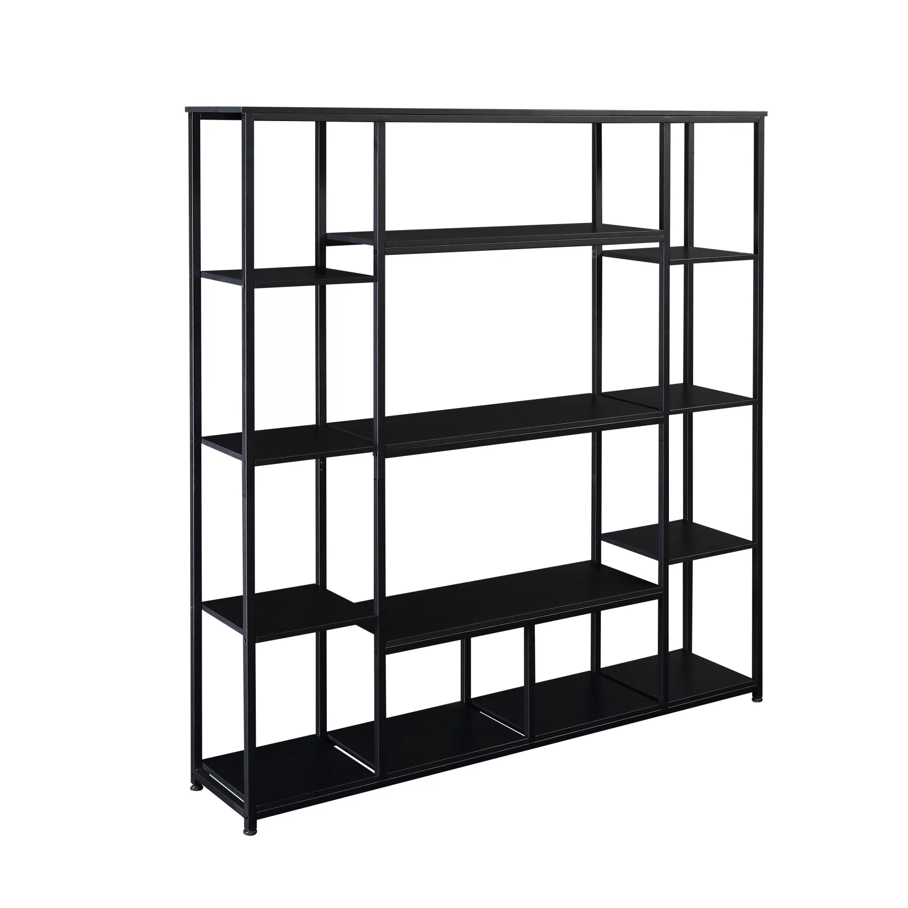 Xahpower 5-Tier Open Storage Bookcase and Bookshelf Home Office Free Standing Shelf,Display Rack,Floor Models Metal Frame Plant Shelf Organizer,Industrial Vintage Book Shelf Unit,Black