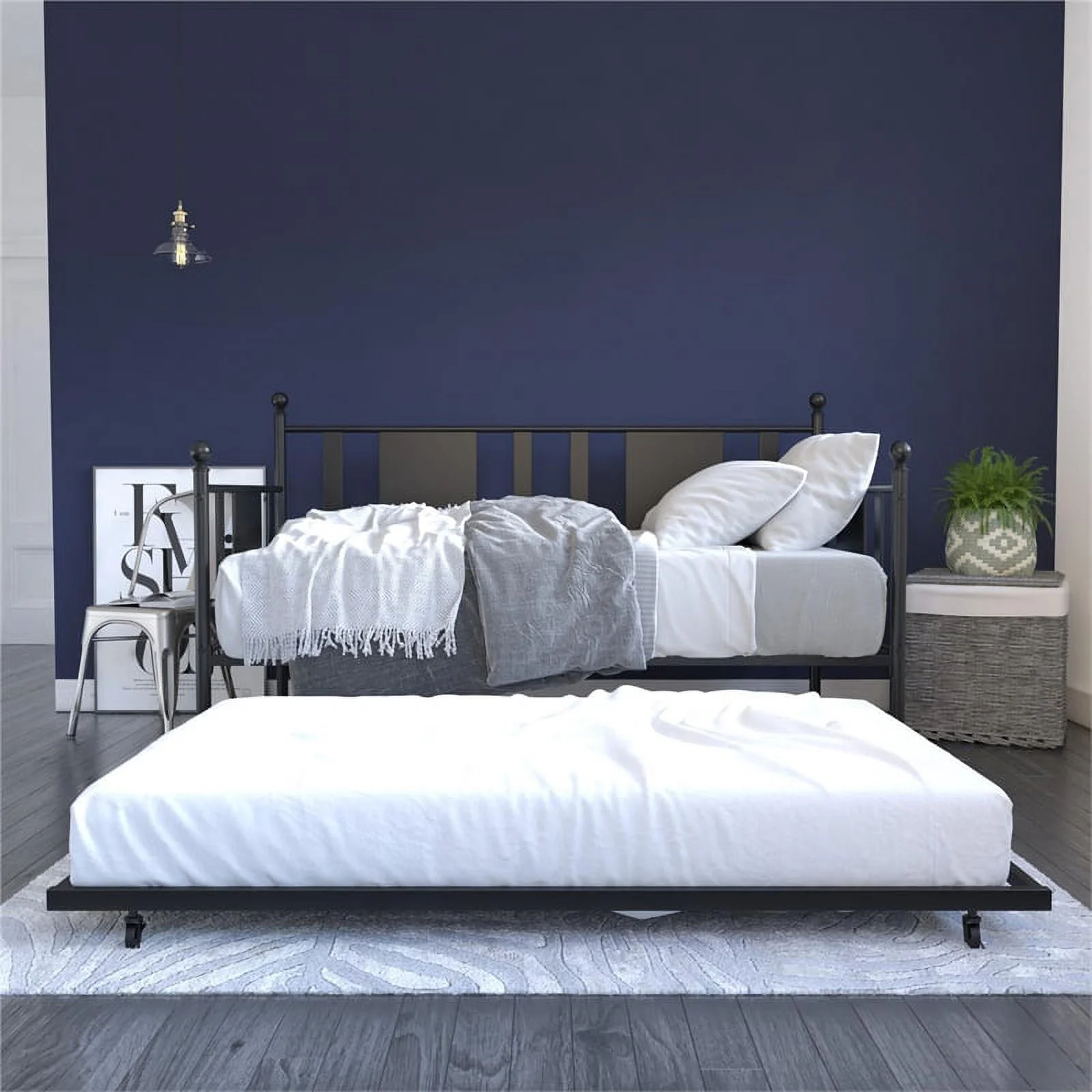 DHP Lavinia Metal Daybed and Trundle Twin in Black
