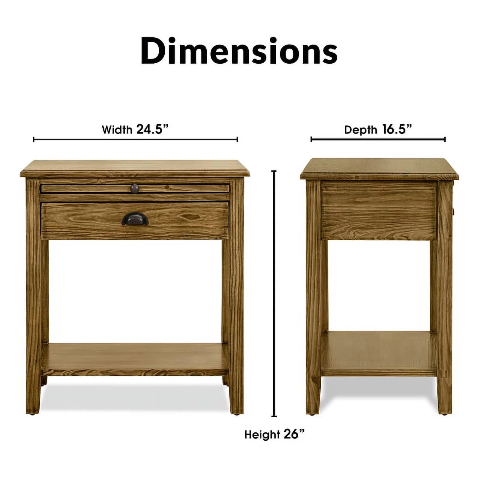 Home Square Traditional Wood End Table in Dark Brown Finish - Set of 2