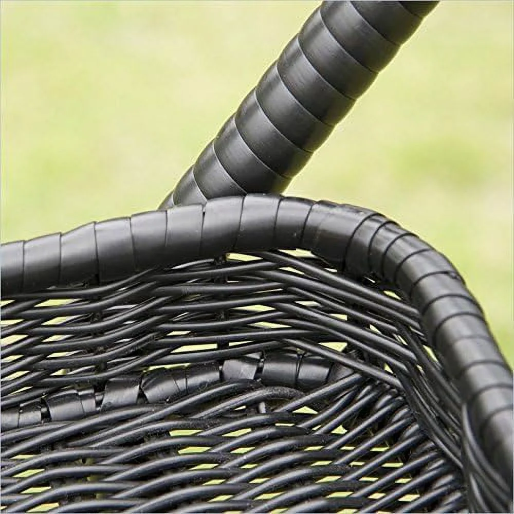 Jeco Wicker Patio Serving Cart in Black