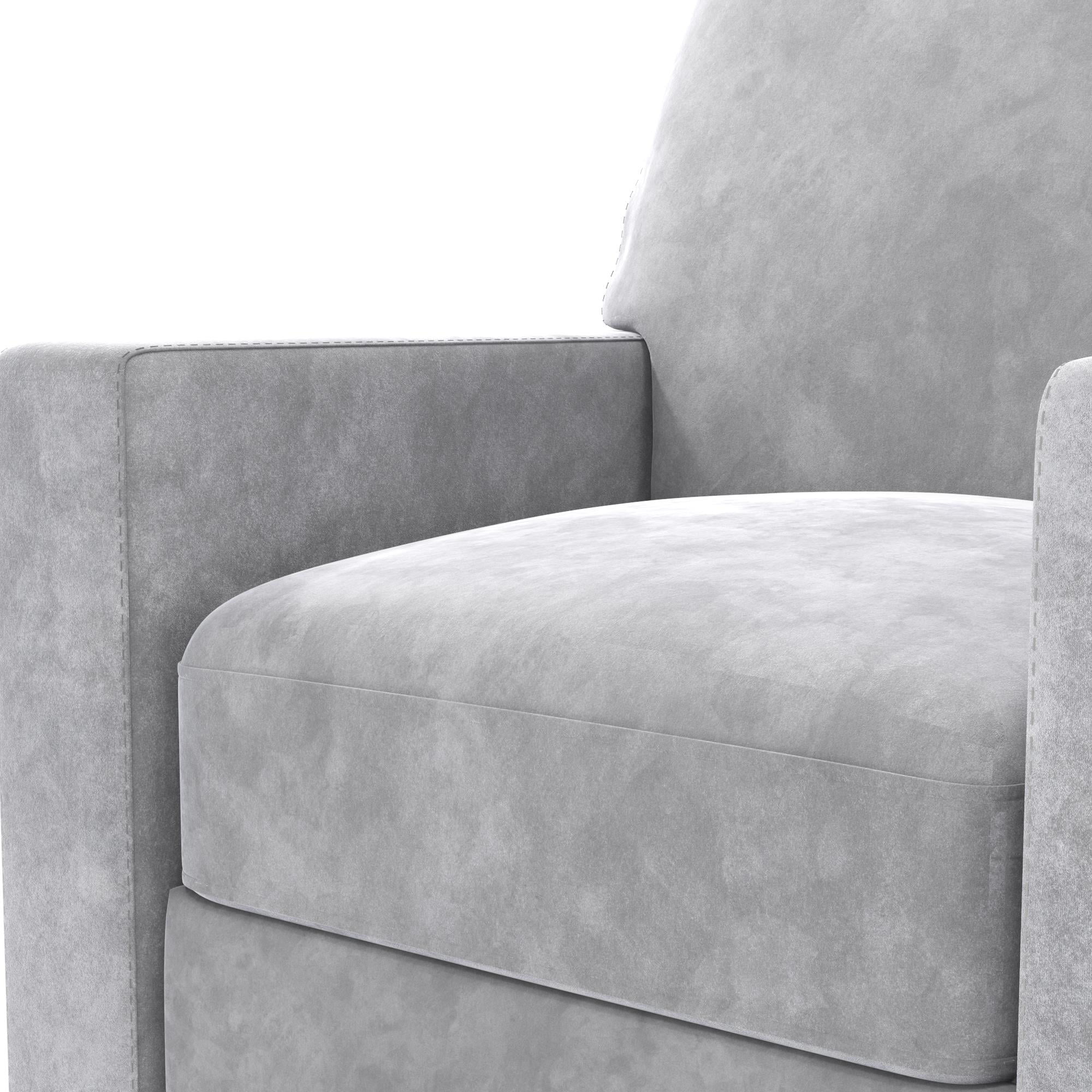 Novogratz Lana Pushback Recliner, Light Gray Velvet
