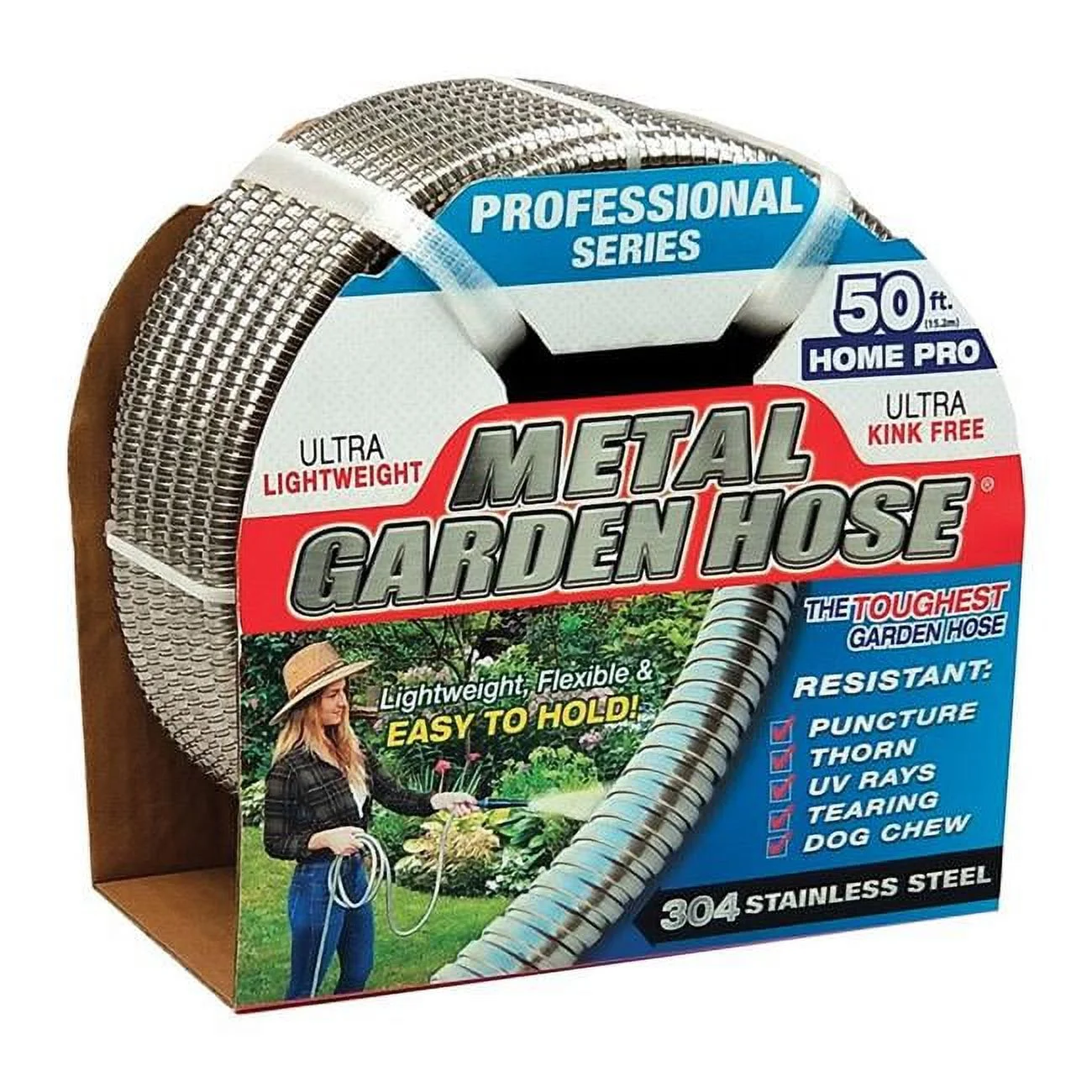 Swan CACMH12050 Professional Garden Hose, Stainless Steel, Silver, 50' L