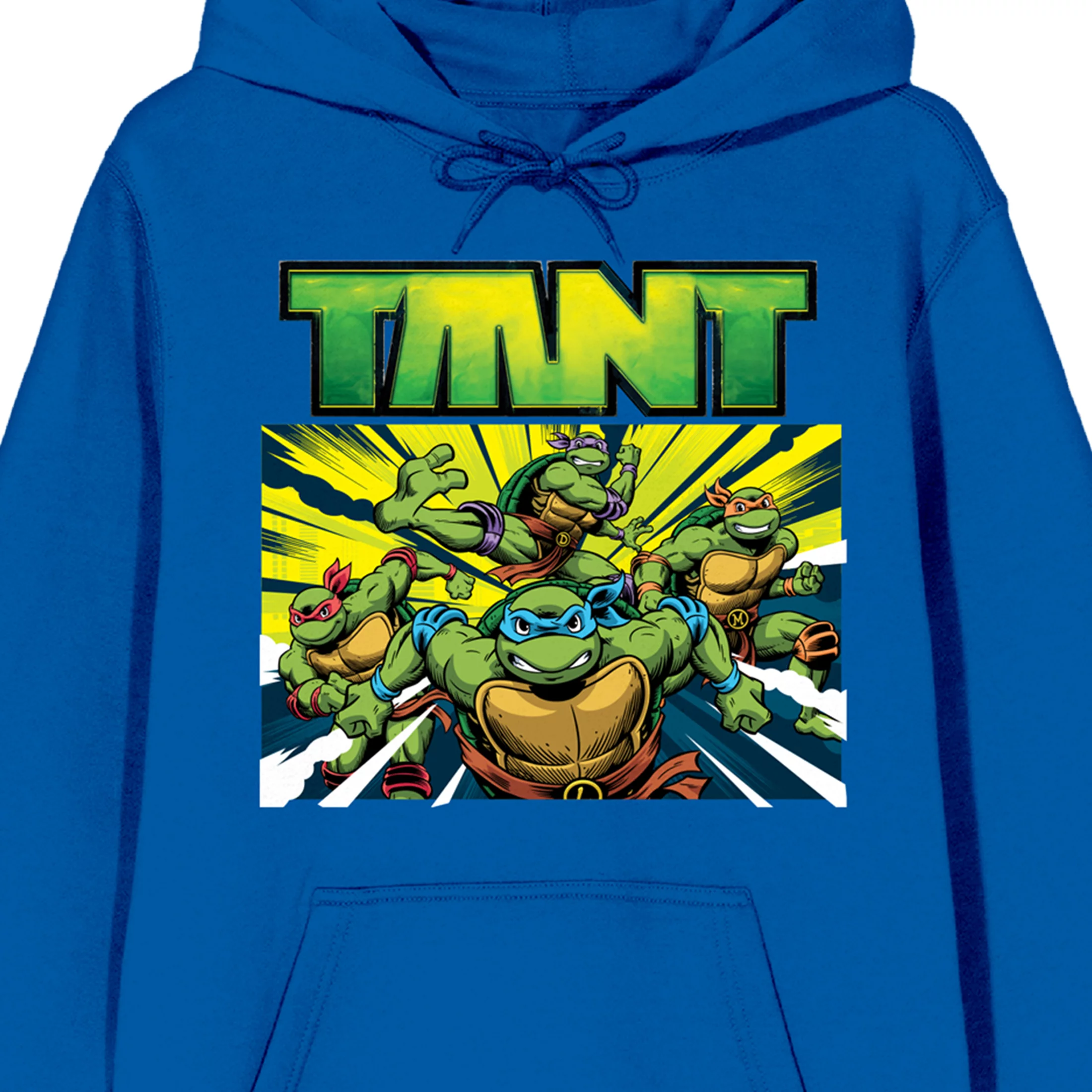 World Of TMNT Group Shot Long Sleeve Royal Blue Adult Hooded Sweatshirt-Medium
