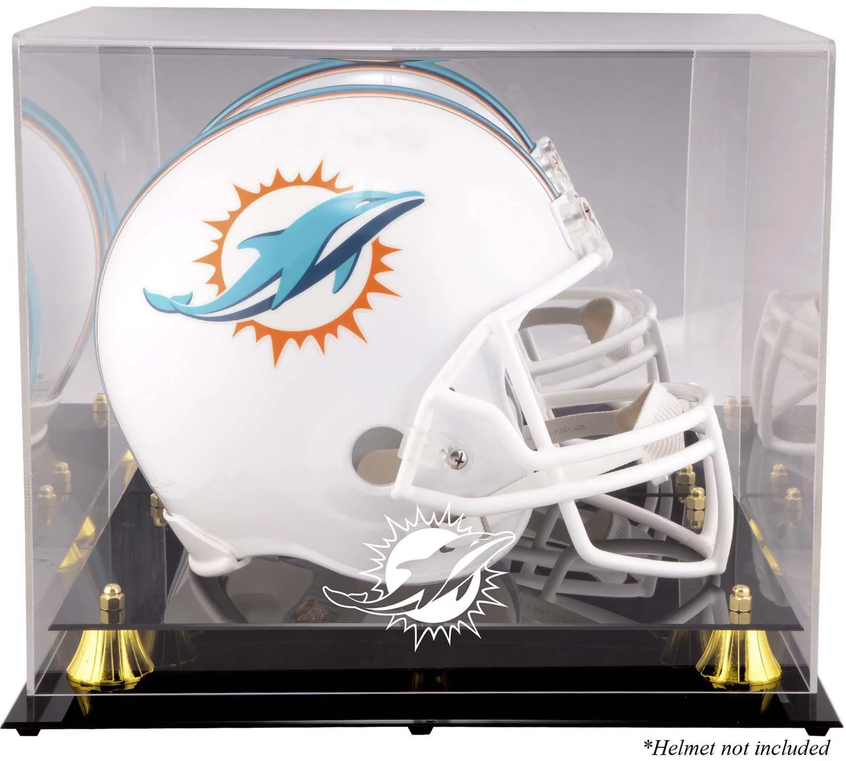 Miami Dolphins Golden Classic Helmet Display Case with Mirror Back