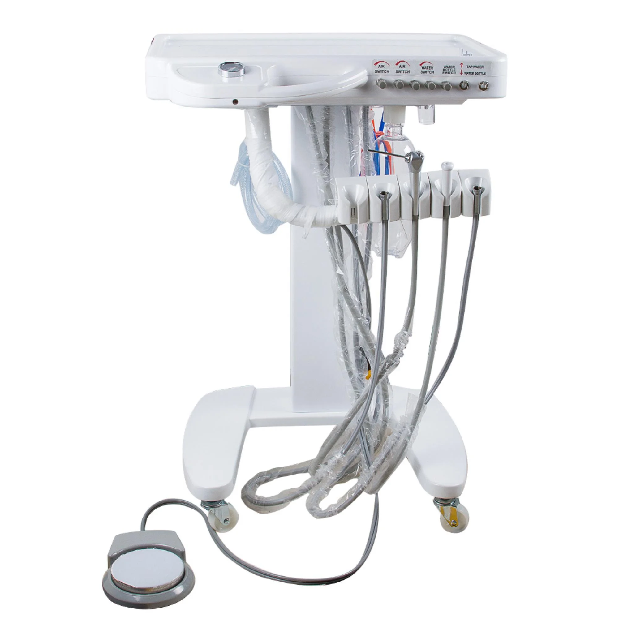 4-Hole Dental Delivery Cart Unit - Mobile Equipment, No Compressor - Easy to Maneuver, Efficient Organization, Versatile Usage - Ideal for Dental Professionals