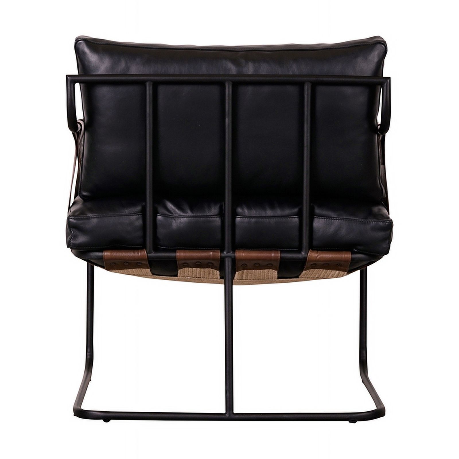 Pemberly Row Top Grain Leather Accent Chair in Black/Tobacco