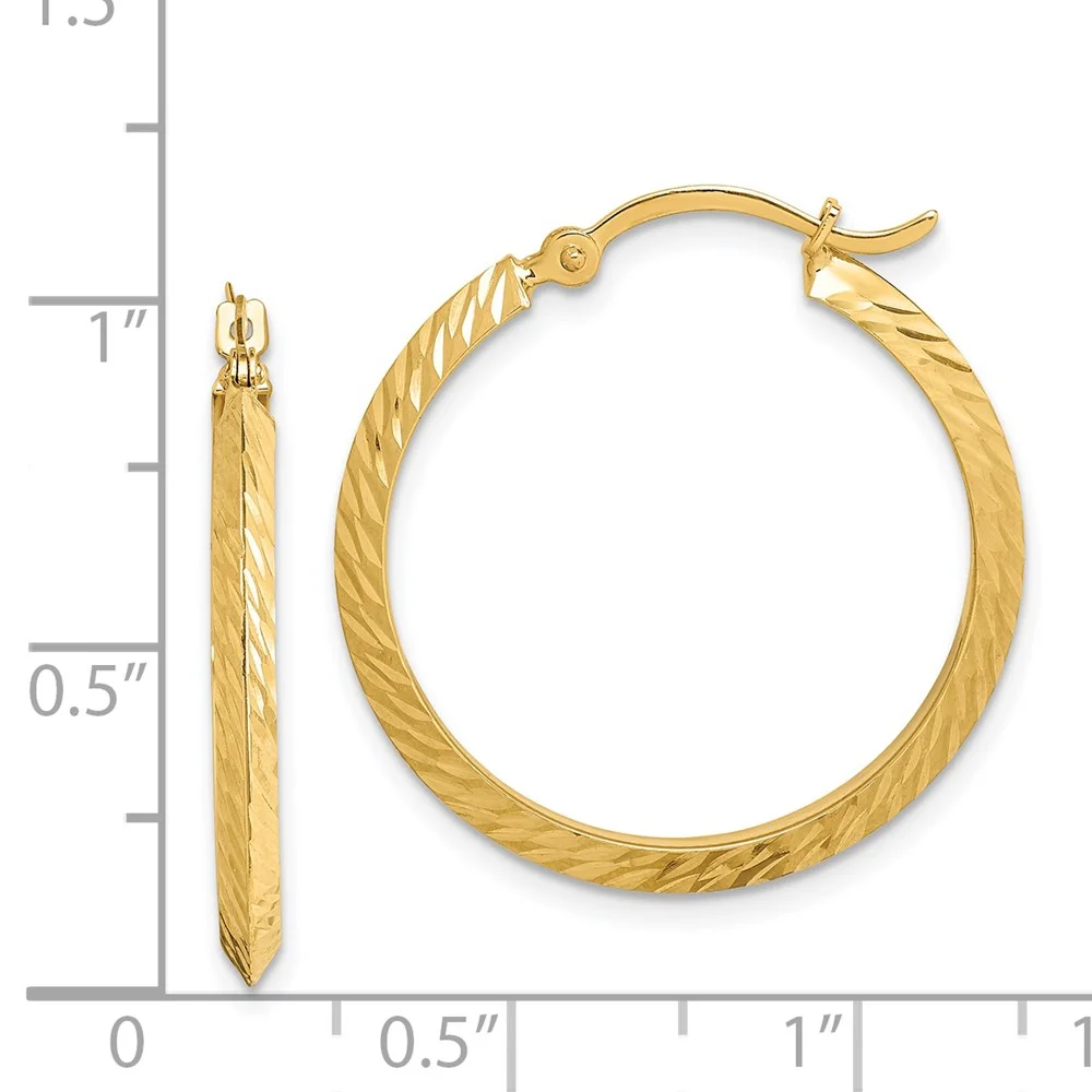Primal Gold 14 Karat Yellow Gold Polished Diamond-cut Hoop Earrings