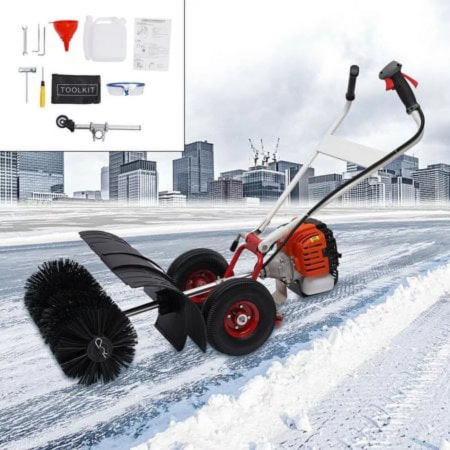 52CC Hand-pushed Road Cleaning Shovel Snow Broom Sweeper Double Handle Cleaner 2 Stroke