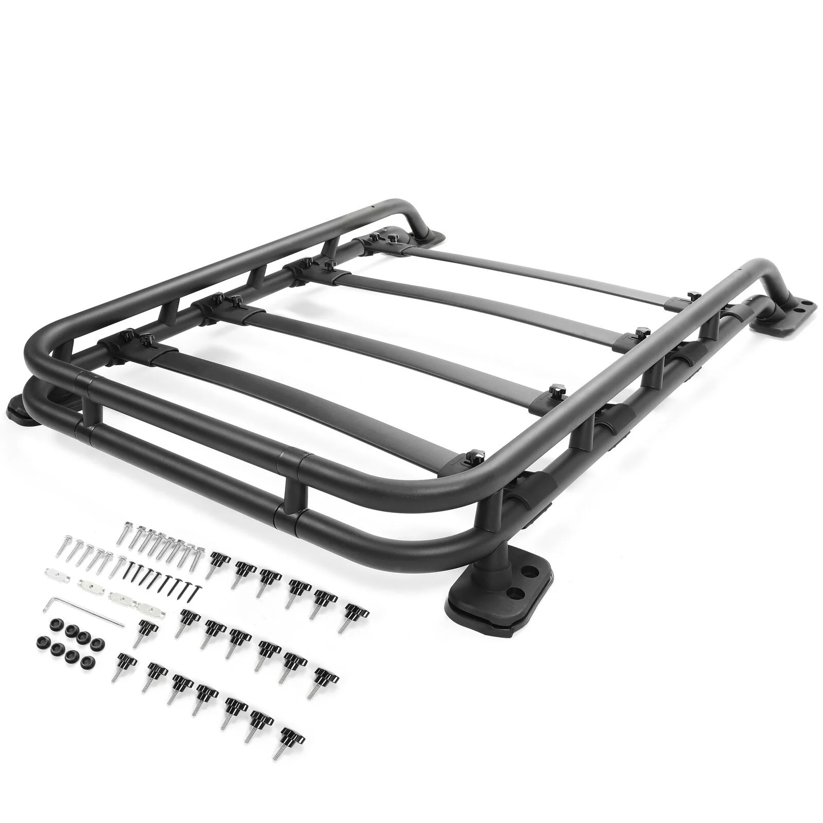 Roof Rack Basket Compatible with 2010-2023 Toyota 4Runner Rooftop Luggage Cargo Carrier Extra Bar Black Powder Coated Aluminum