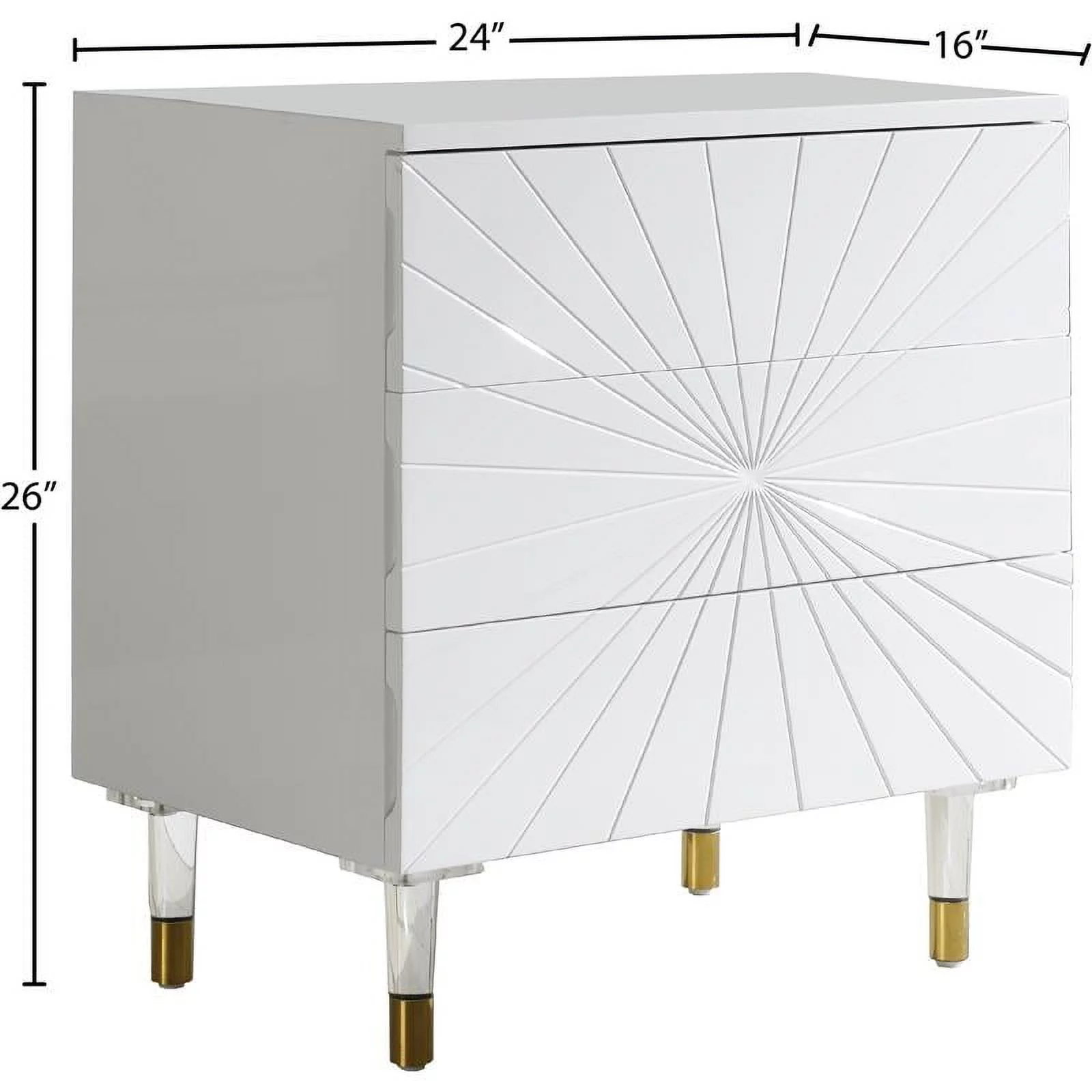 Meridian Furniture Starburst Accent Table in White Lacquer/Acrylic