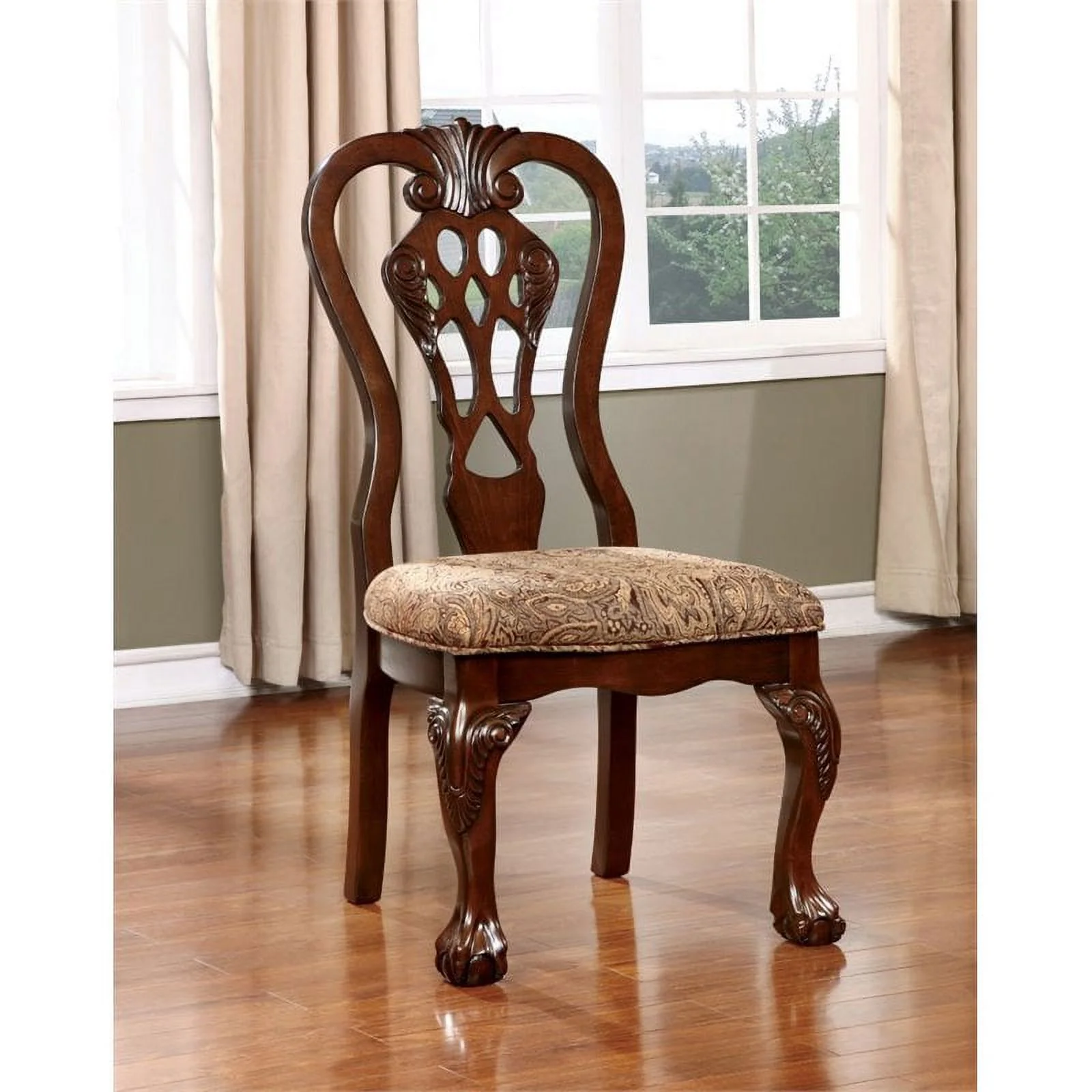 Bowery Hill Traditional Wood Dining Chair in Brown Cherry (Set of 2)