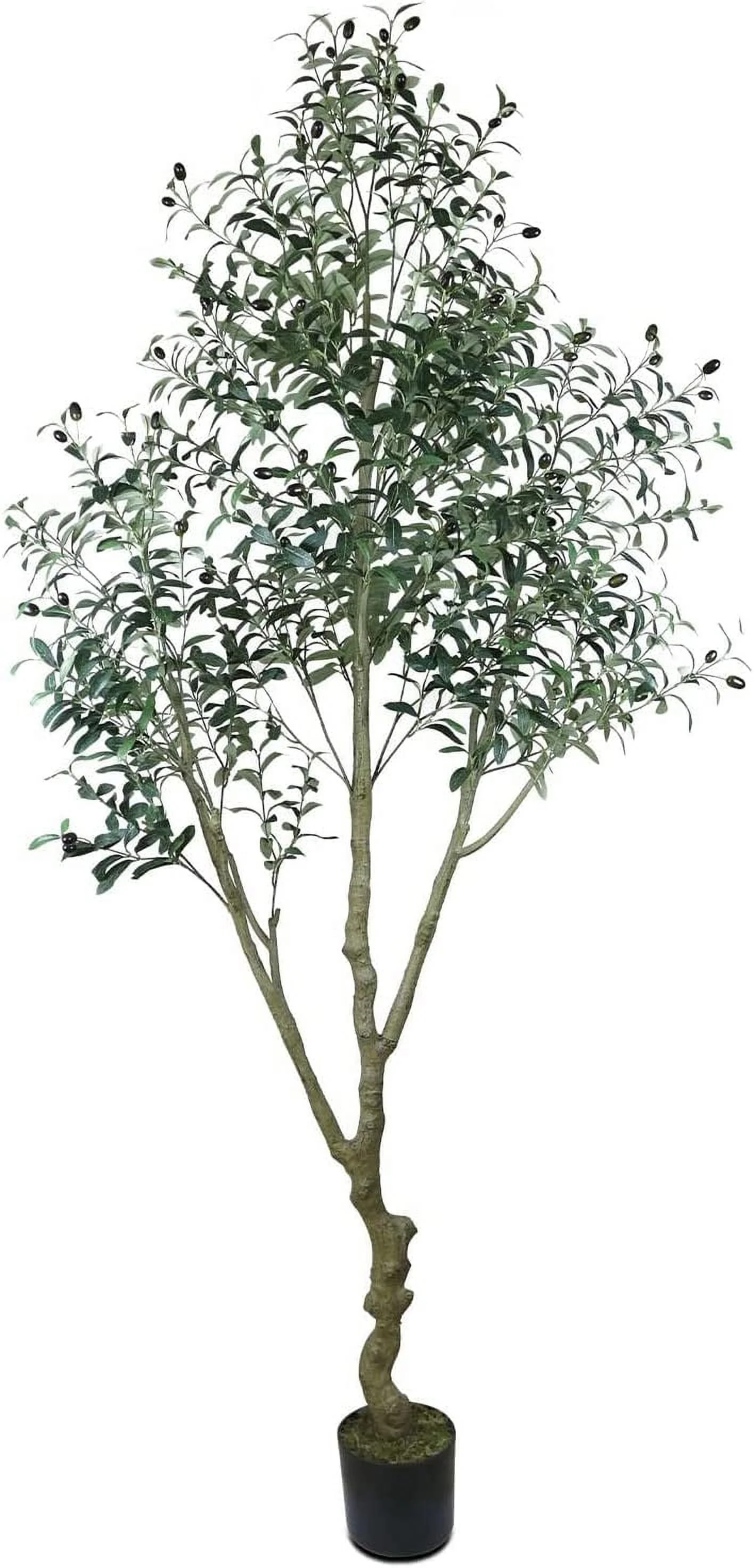 Artificial Olive Tree 7FT (84'') Fake Olive Silk Plant for Home Office Decor Indoor with Green Leaves and Big Fruits with Nearly Nature Wood Trunk