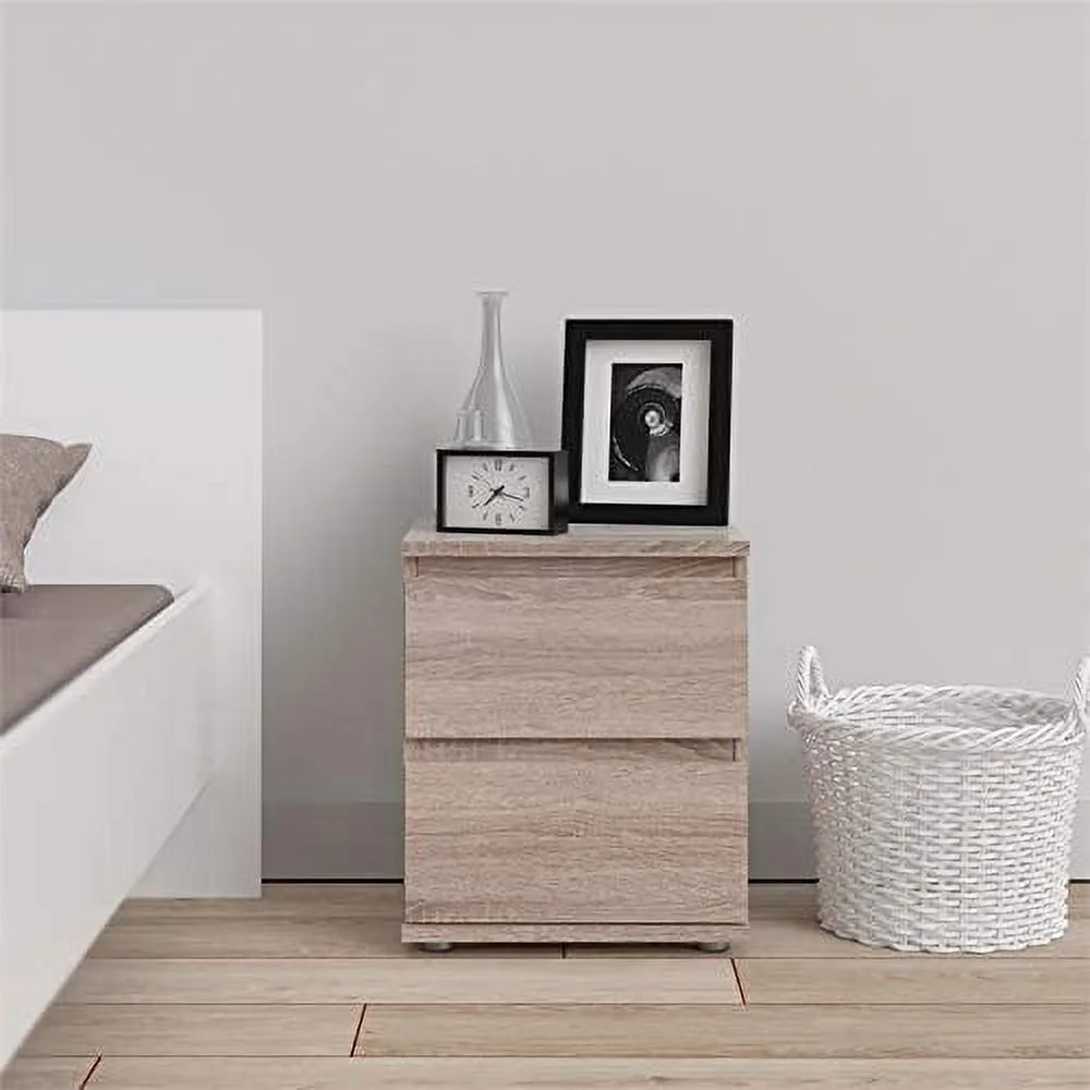 Contemporary 2 Drawer Nightstand in Truffle