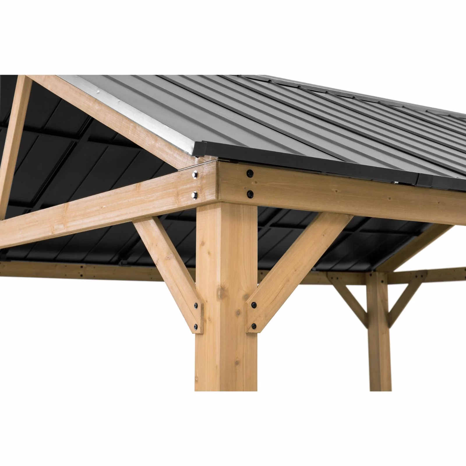 Sunjoy Gable Steel Hardtop Cedar Framed Gazebo