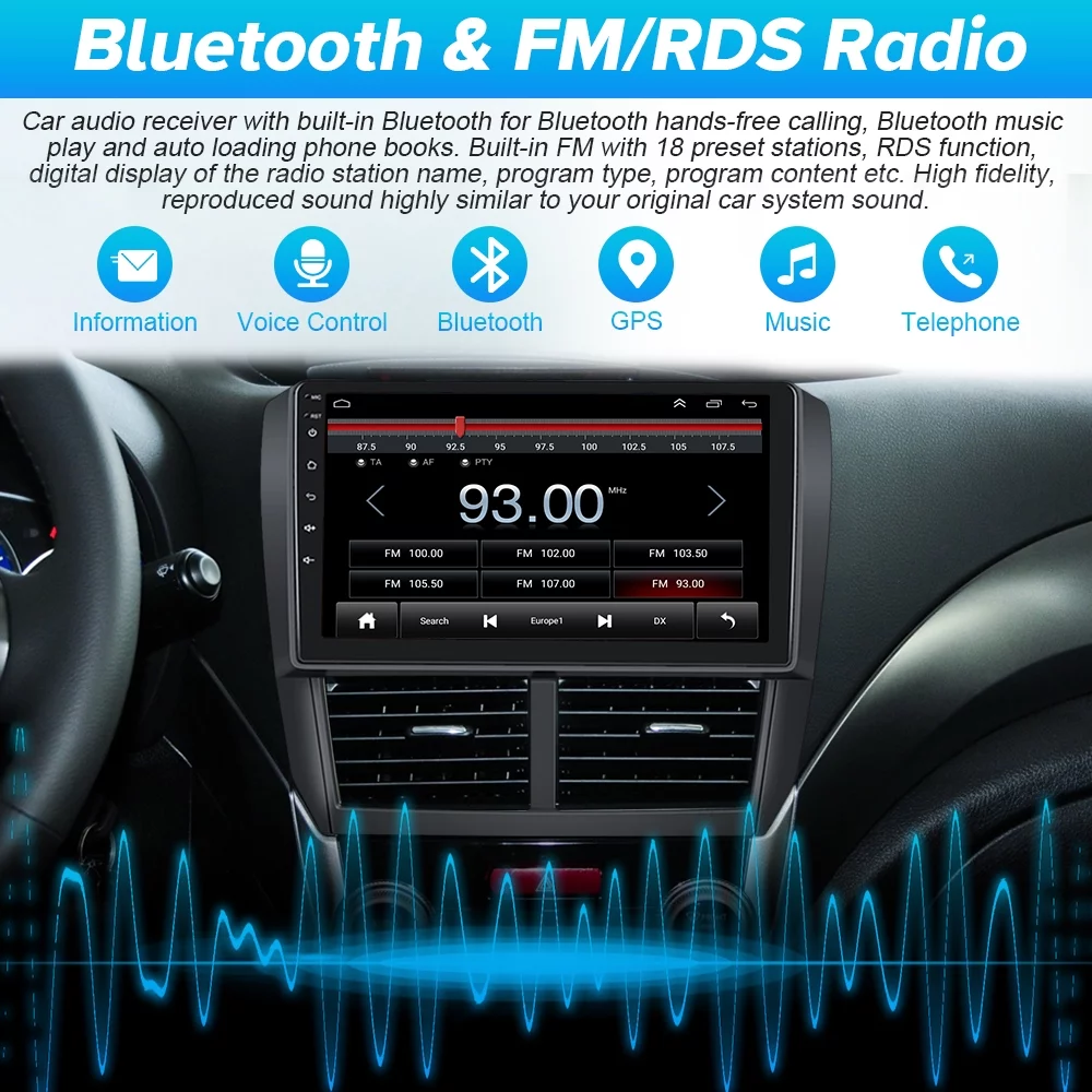 Podofo 2+64G Android 13 for Subaru Forester 2008-2012 Wireless Carplay Android Auto 9'' Touchscreen Car Stereo Radio WIFI GPS FM Bluetooth Hifi, AHD Backup Camera