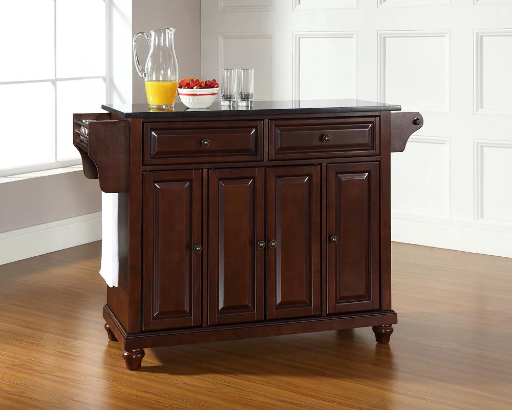 Crosley Furniture Cambridge Wood Kitchen Island in Mahogany/Black