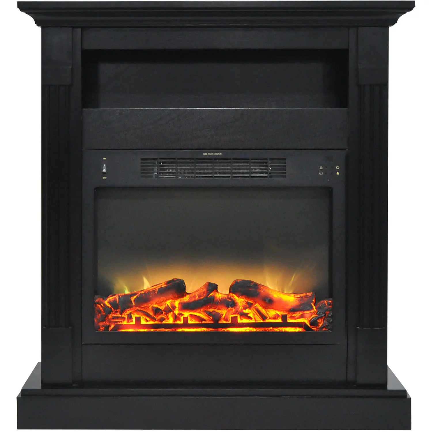 Cambridge Sienna 34 In. Electric Fireplace with Enhanced Log Display and Black Coffee Mantel
