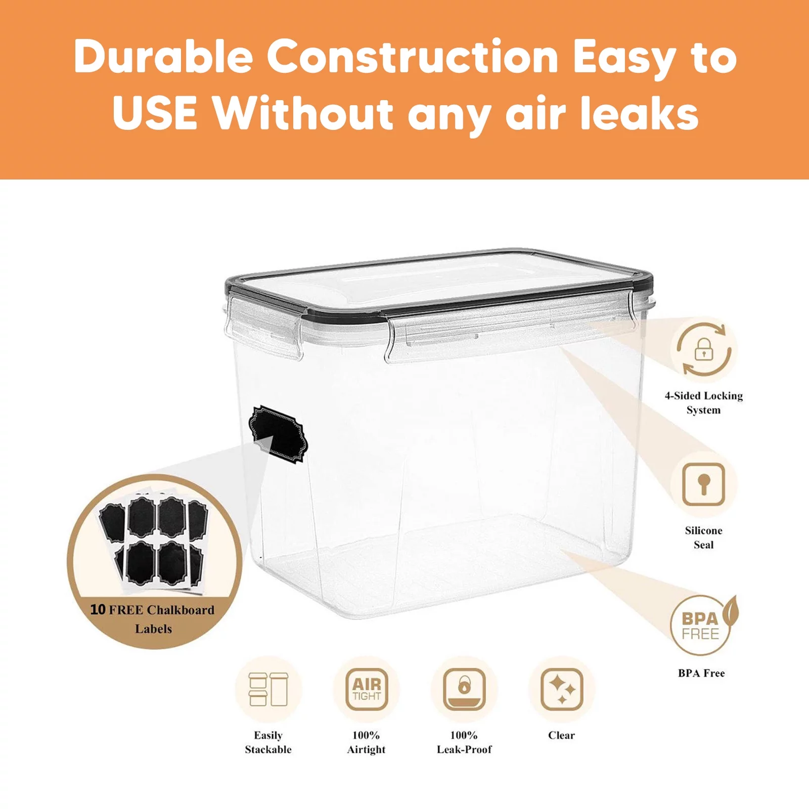 Airtight Food Storage Containers, Airtight Pantry Organization and Storage, 7 Pieces BPA Free Plastic Airtight Kitchen,Flour Container,Kitchen Storage Container,Large Food Storage Container