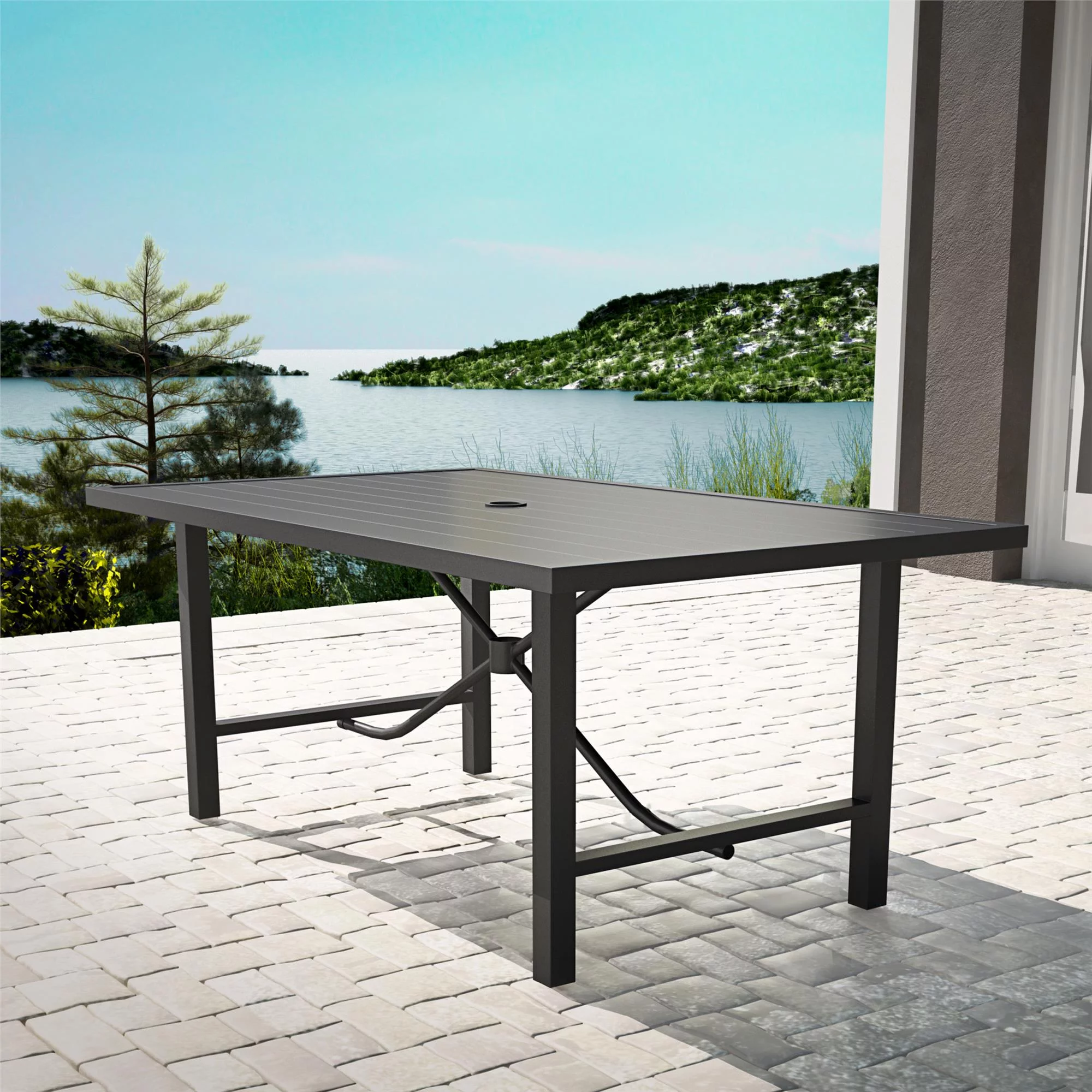COSCO Outdoor Furniture, Patio Dining Table, Steel, Charcoal