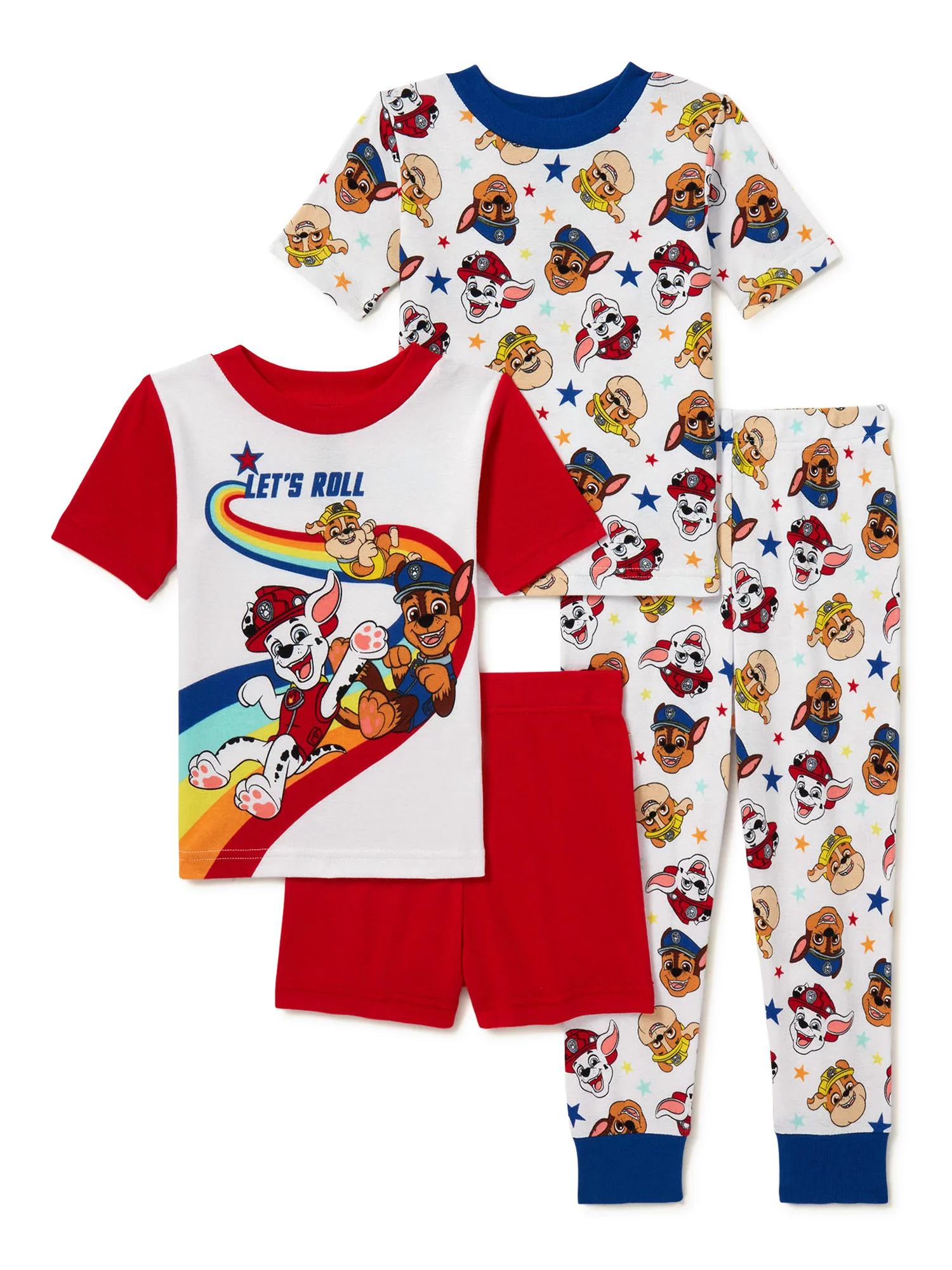 Paw Patrol Toddler Boy Cotton Knit Pajamas, 4-Piece Set, Sizes 2T-4T