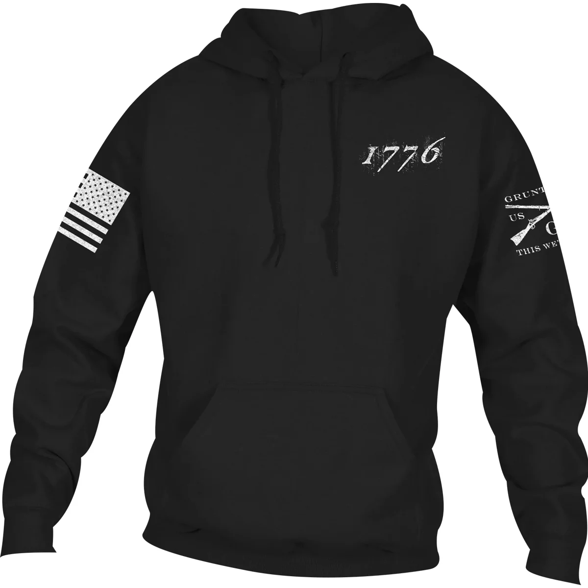 Grunt Style 1776 Flag Pullover Hoodie - XL - Black