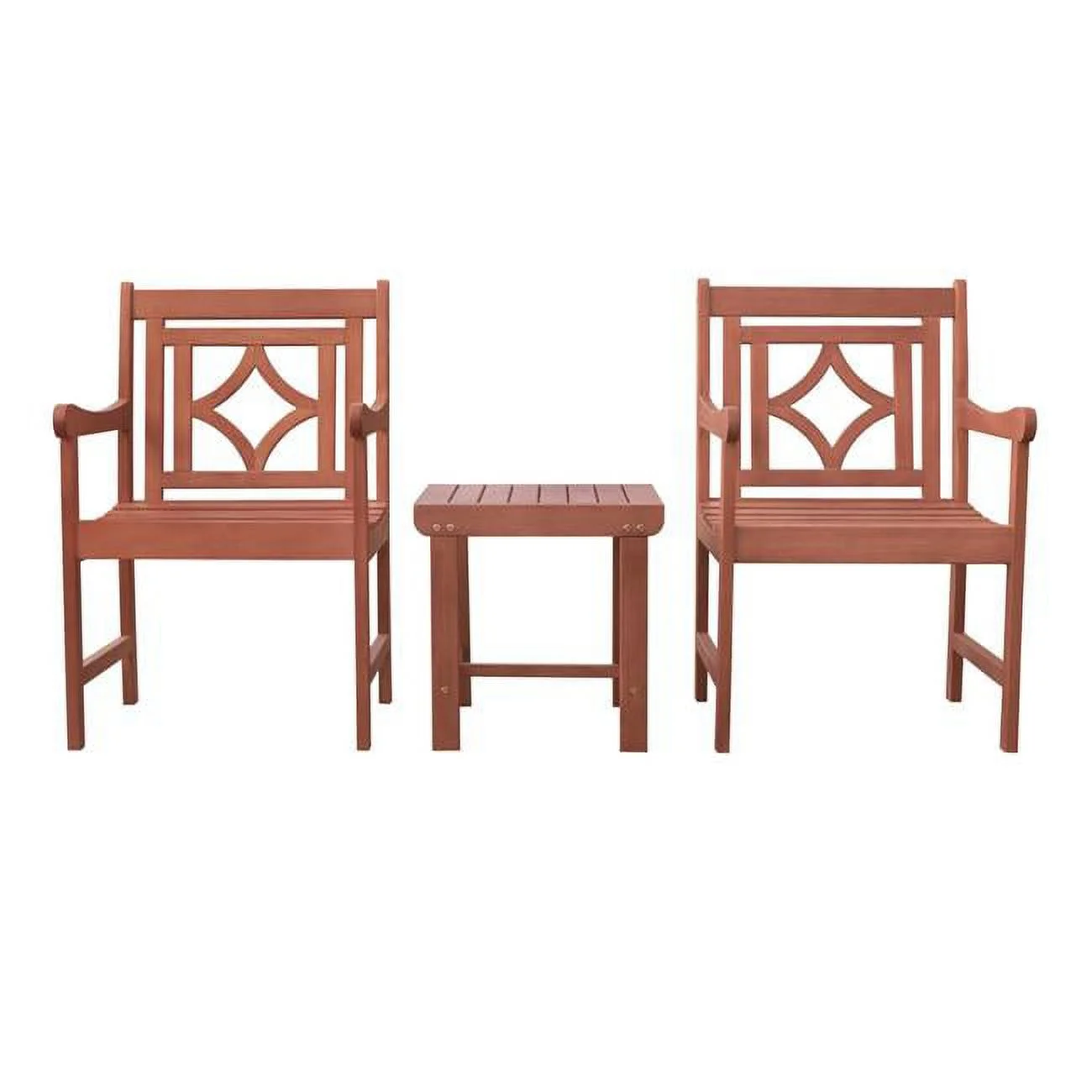Malibu Outdoor Patio Wood 3-Piece Conversation Set