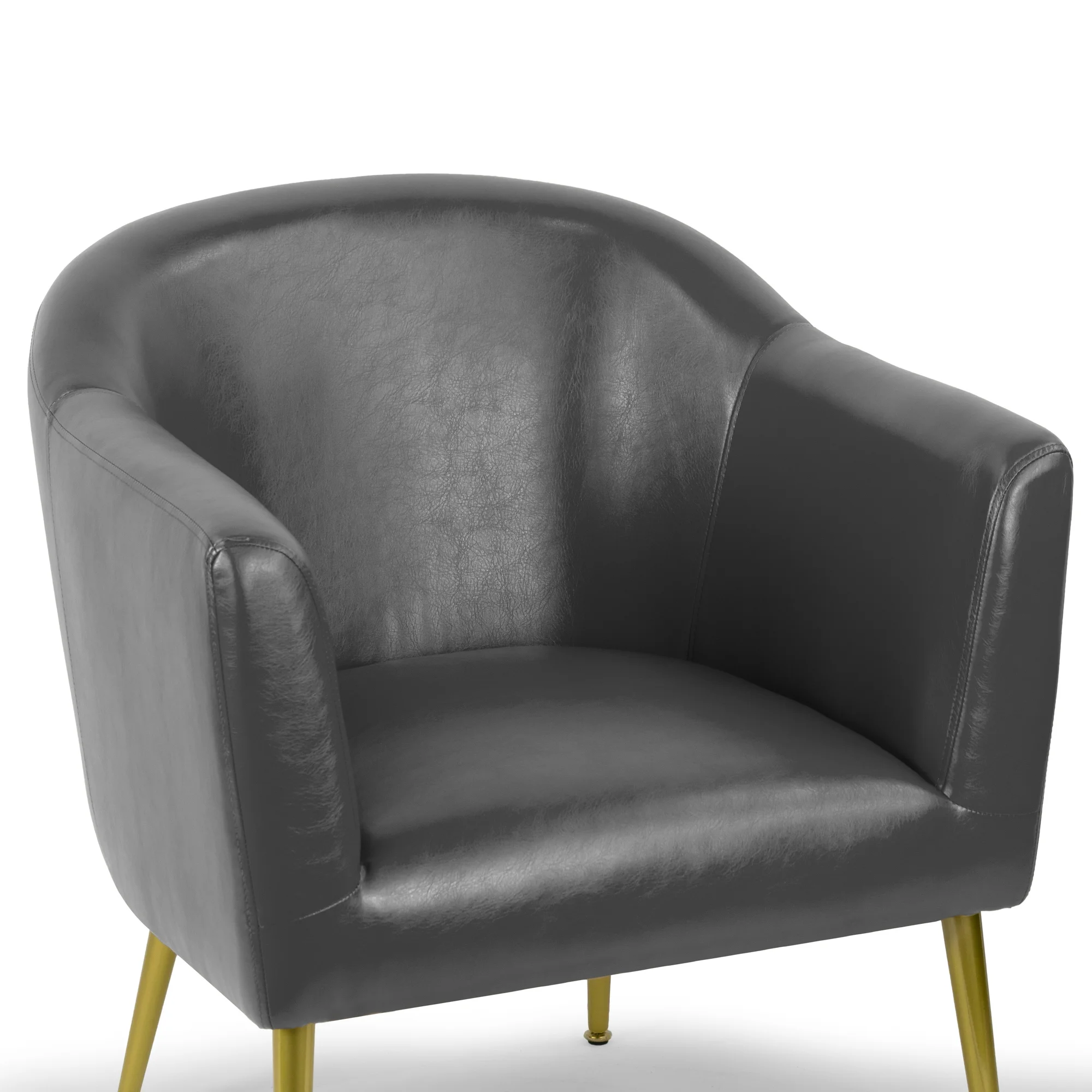 Glamour Home Avi Modern Faux Leather Accent Chair in Gray/Gold