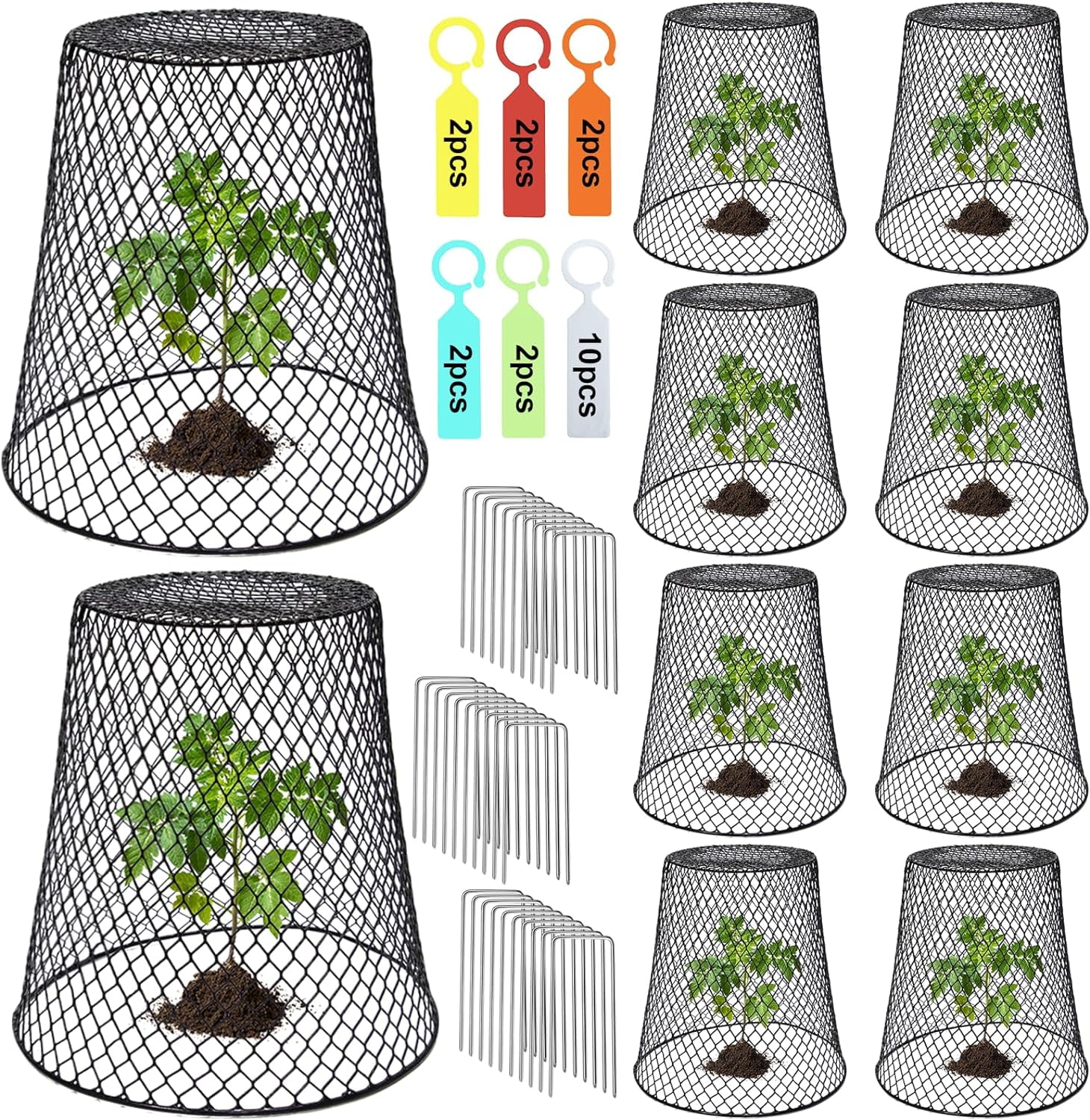 10 Pcs Chicken Wire Cloche Plant Covers Garden Netting Metal Heavy Duty Plant Protectors from Animals for Keeping Bunnies Chicken Squirrels Birds Other Out(9.13×9.13in)