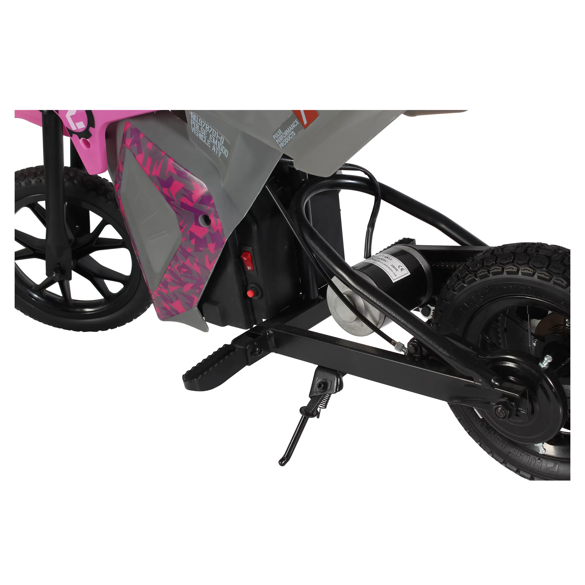 Pulse Performance Products, EM-1000 Kids Electric Motorcycle, Ages 8+, 24V battery, 10 MPH, Puncture Proof Tires, hand Brake