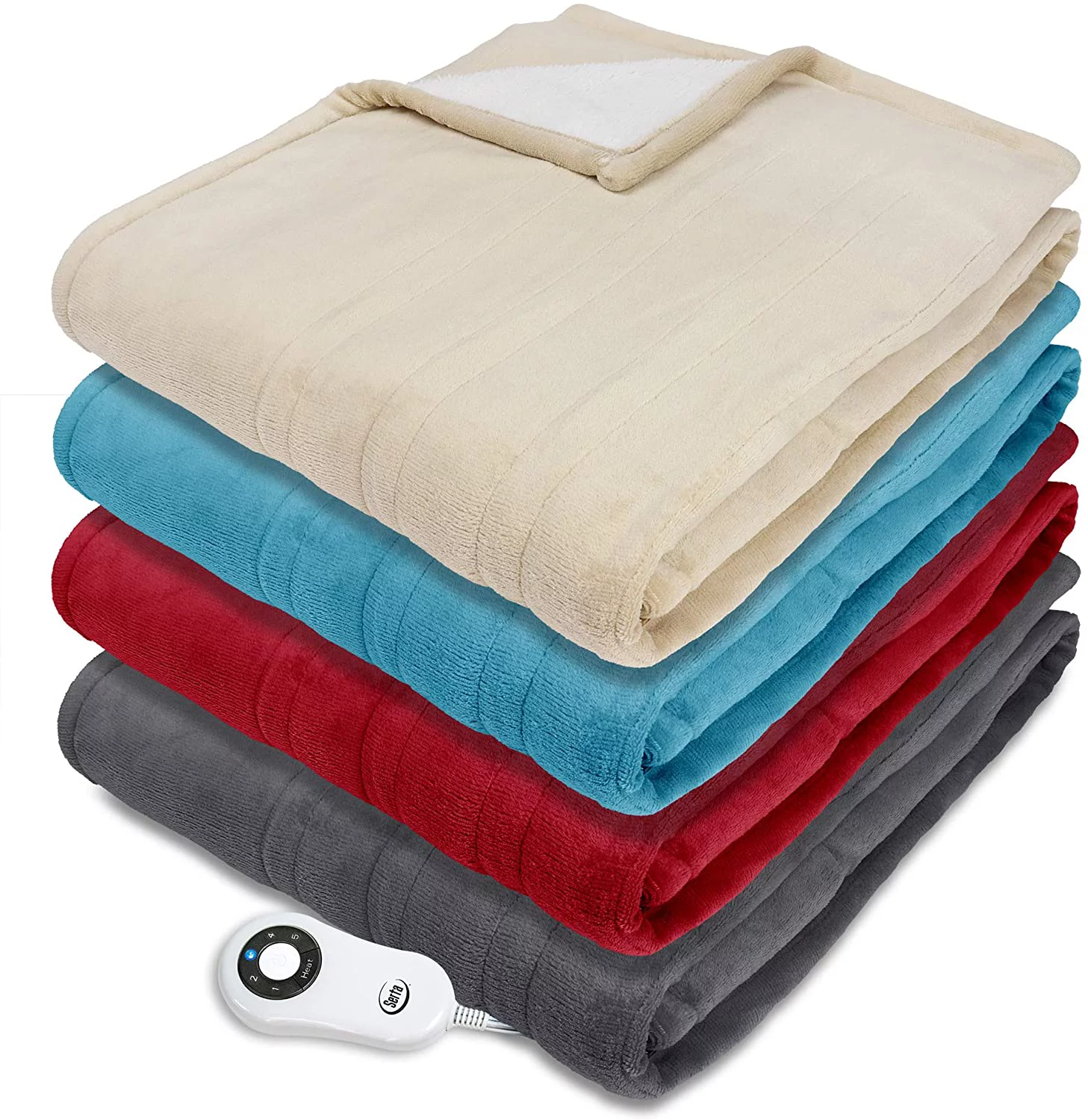 Serta Microplush Sherpa Electric Heated Warming Throw Blanket Sand