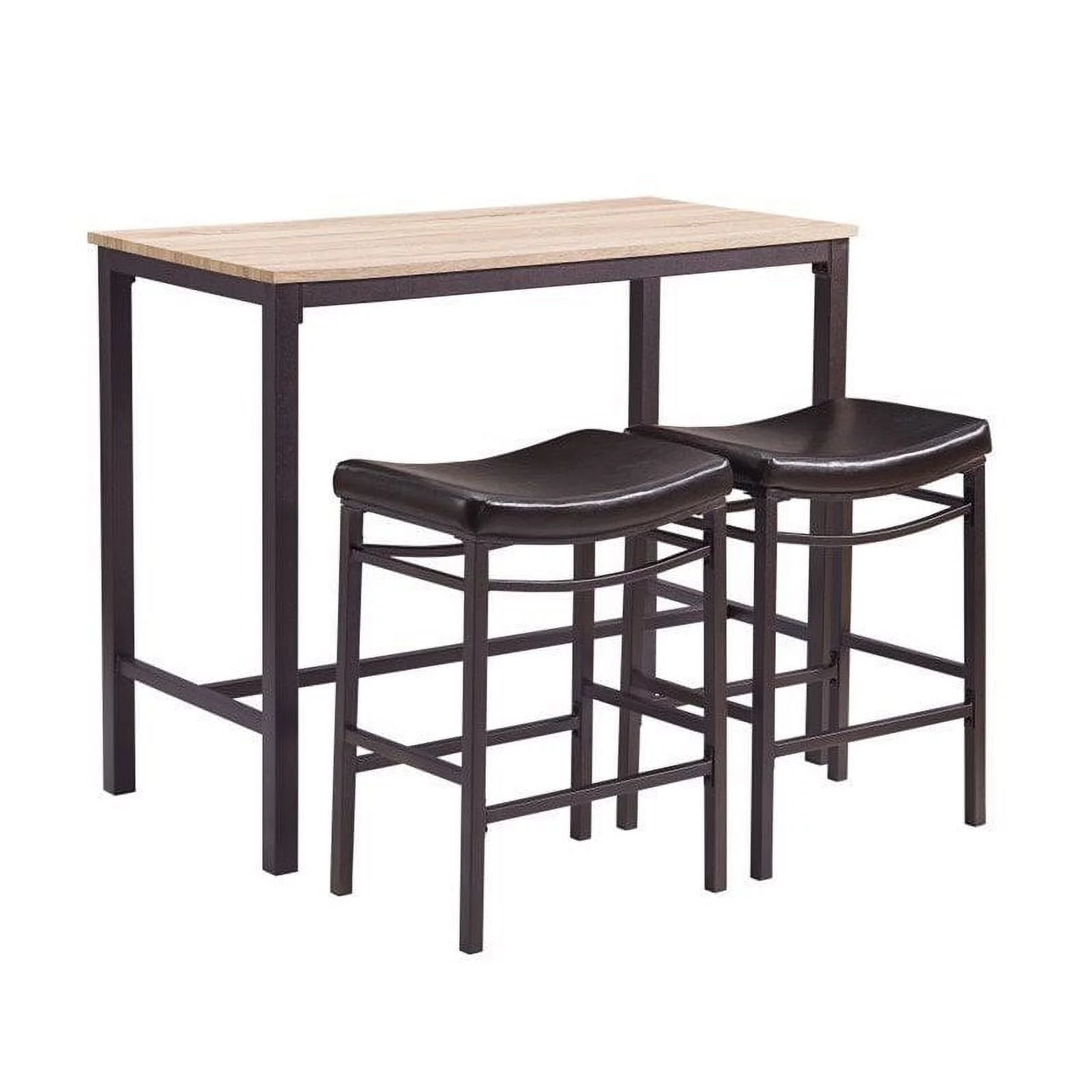 Riverbay Furniture 3-Piece Wood & Metal Counter Height Pub Set in Brown/Black