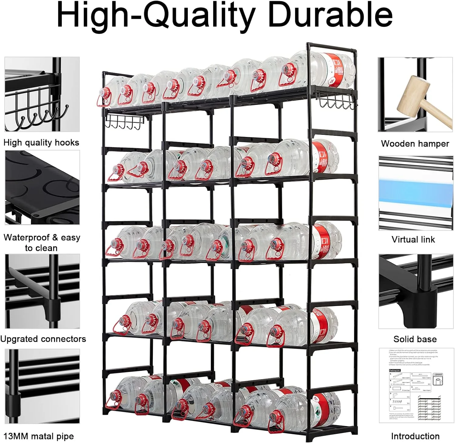9-Tier Metal Shoe Rack - Holds 50-55 Pairs, Tall Storage Shelf for Shoes, Boots, Entryway, Closet, Garage