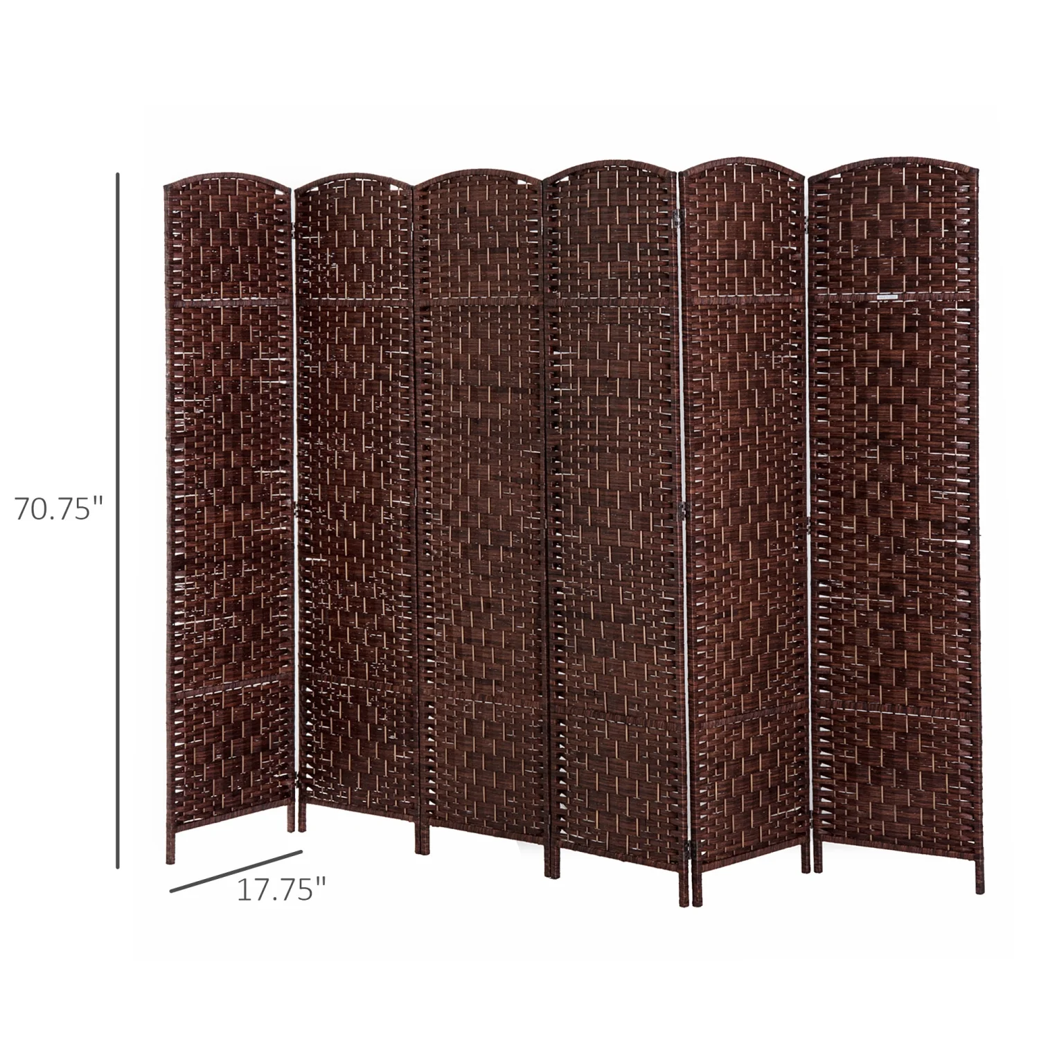 ZJbiubiuHome 6‘ Tall Wicker Weave 6 Panel Room Divider Privacy Screen - Brown